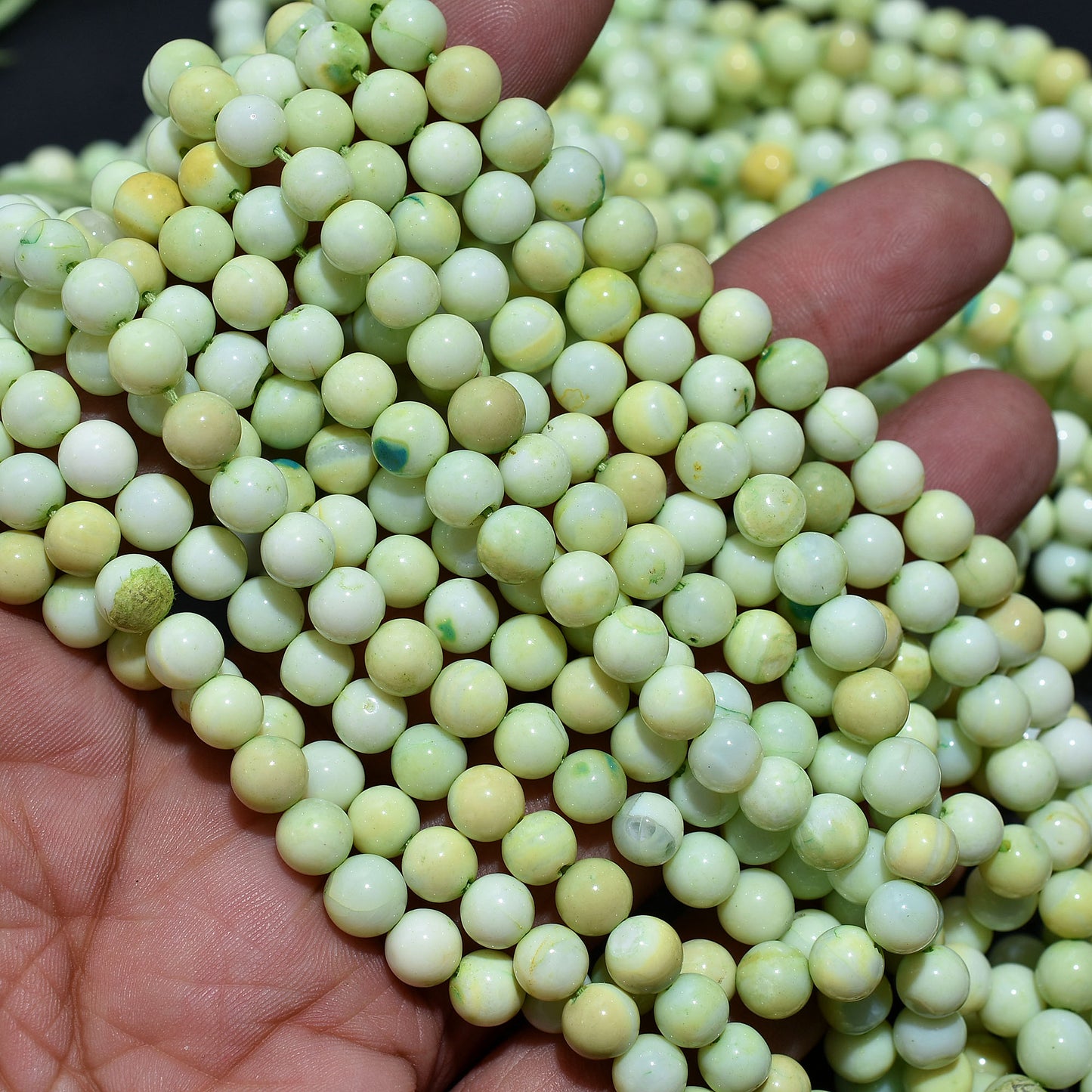 Vibrant Green Opal Smooth Round Beads - 16 Inch Wholesale Gemstone Strand For Crafting