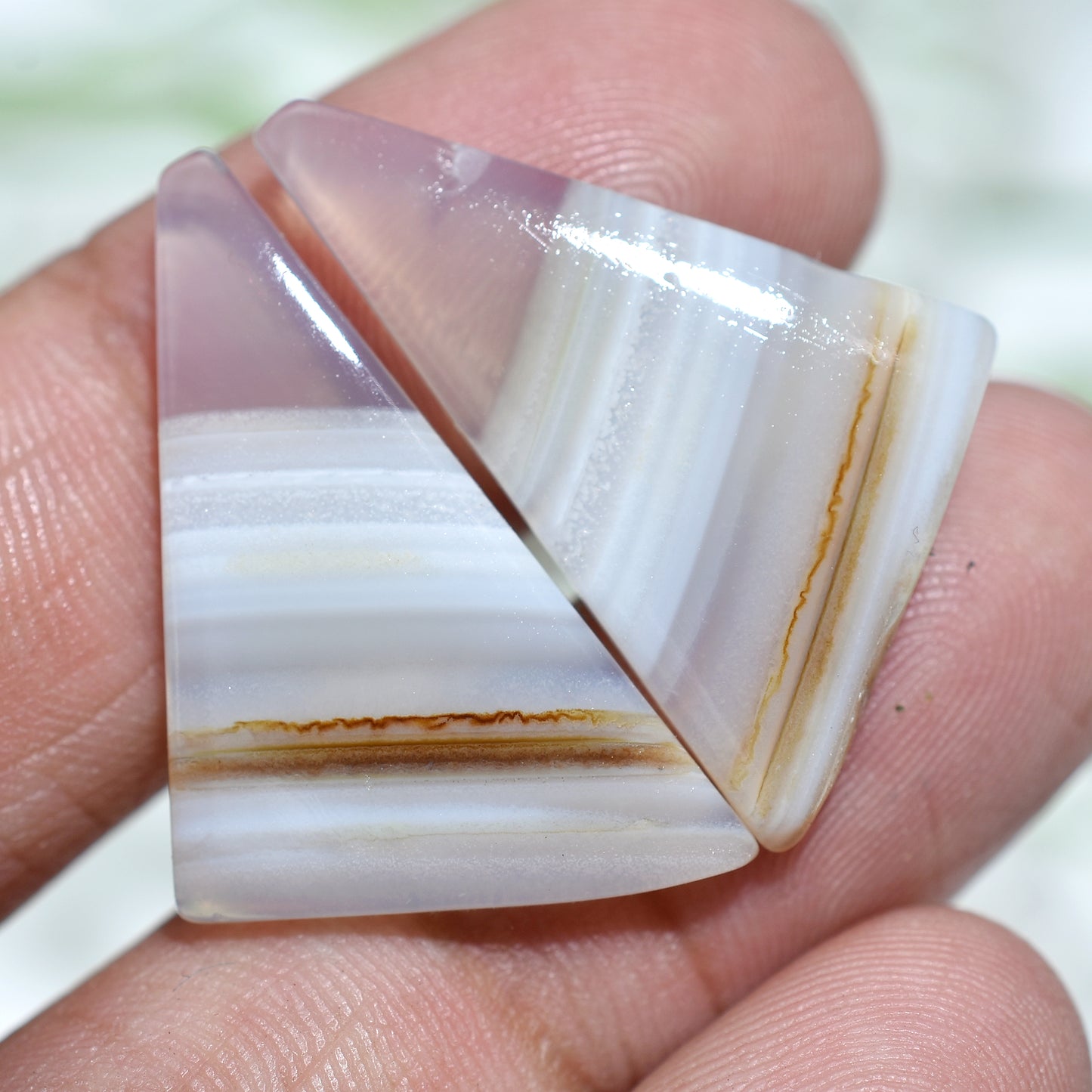Fancy Shaped Grey Banded Agate Gemstone Pair - Natural Matched Earrings Pair for Jewelry