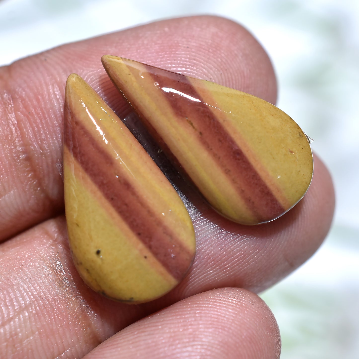 Regal Imperial Topaz Set – Wholesale Polished Teardrop Gemstone Pair for Earrings