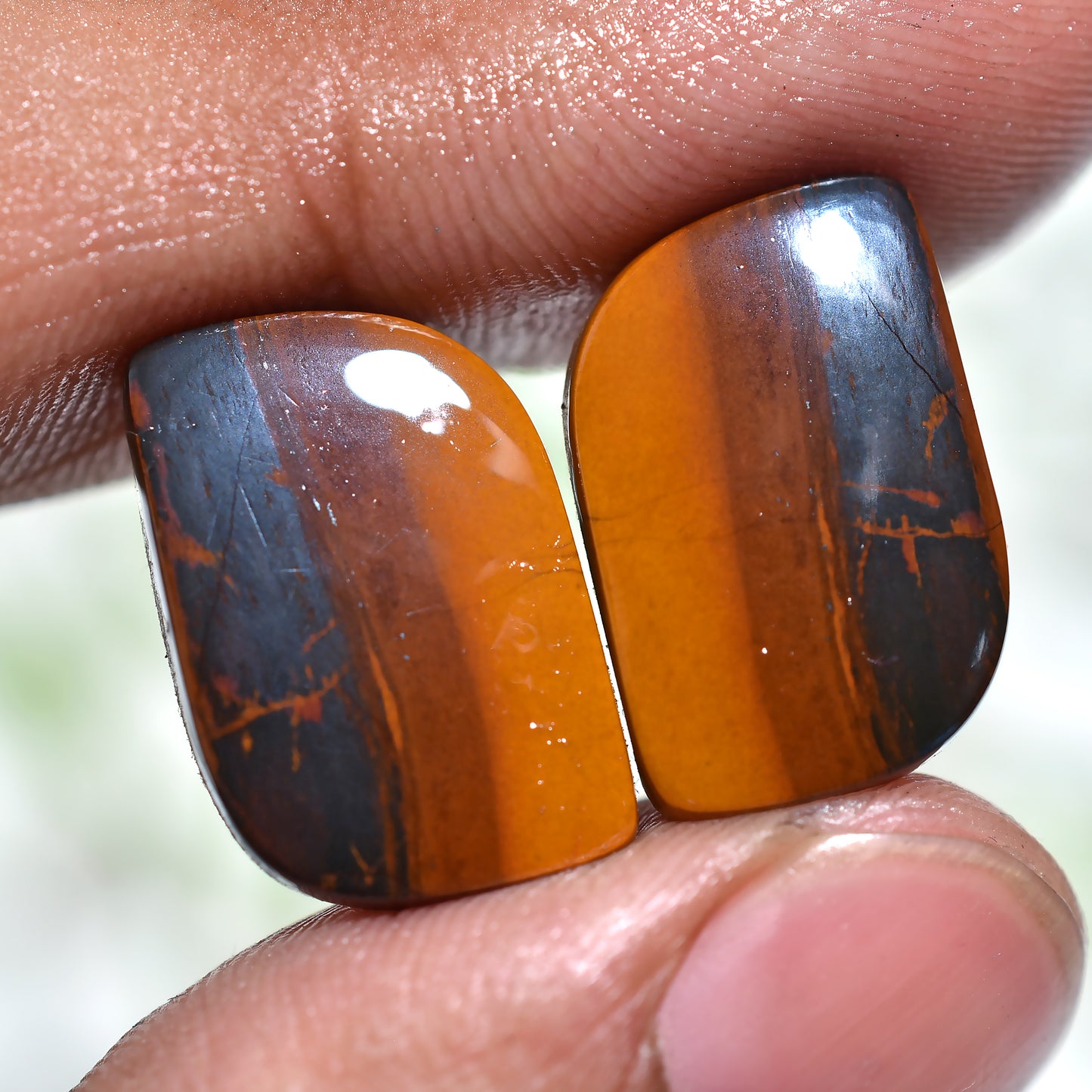 Wholesale Polished Iron Tiger Eye Gemstone Pair – Bold Metallic Shine for Handmade Jewelry (Copy)