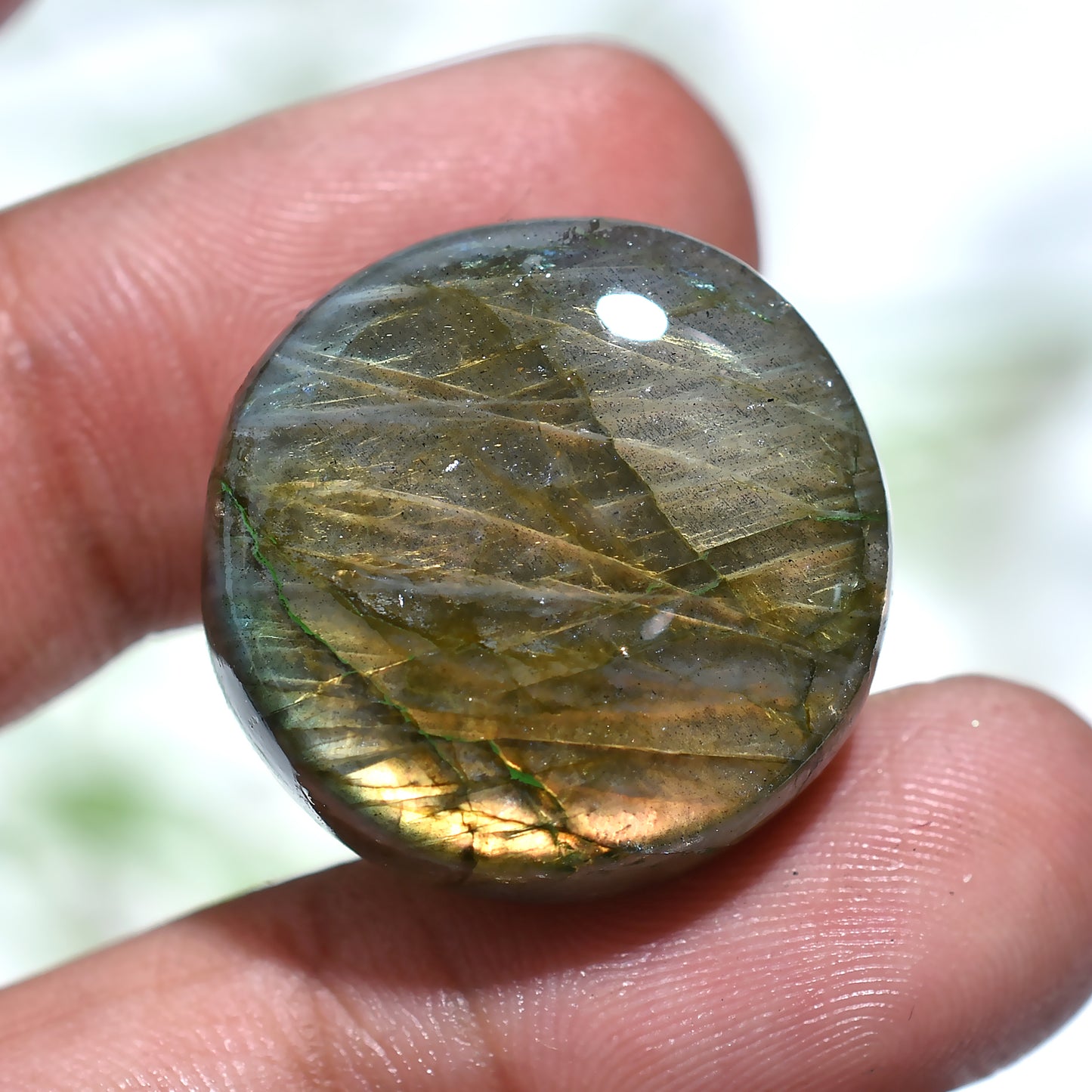 Flashing Golden Labradorite Cabochon – Wholesale Round Smooth Stone for Jewelry