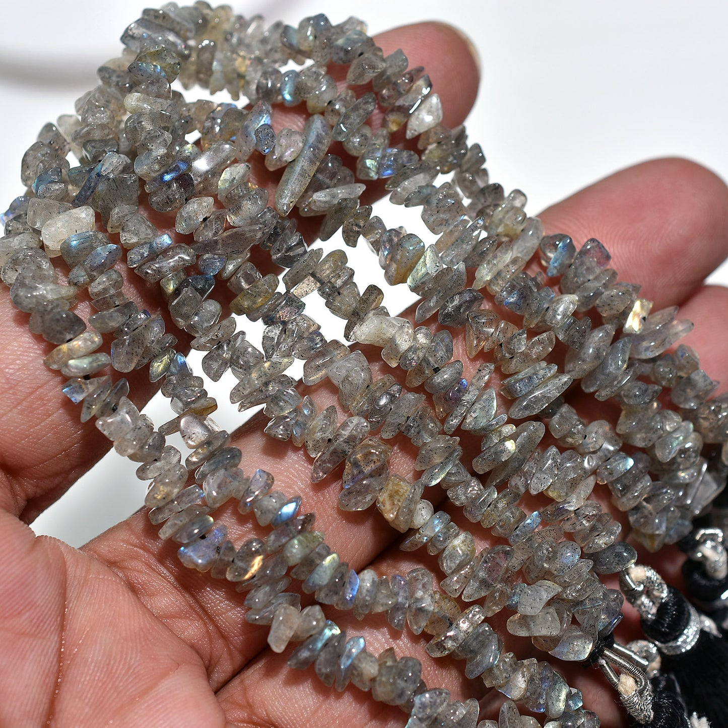 Flashy Labradorite Uncut Chip Beads – Raw Uneven Gemstone Strand For Artistic Jewelry