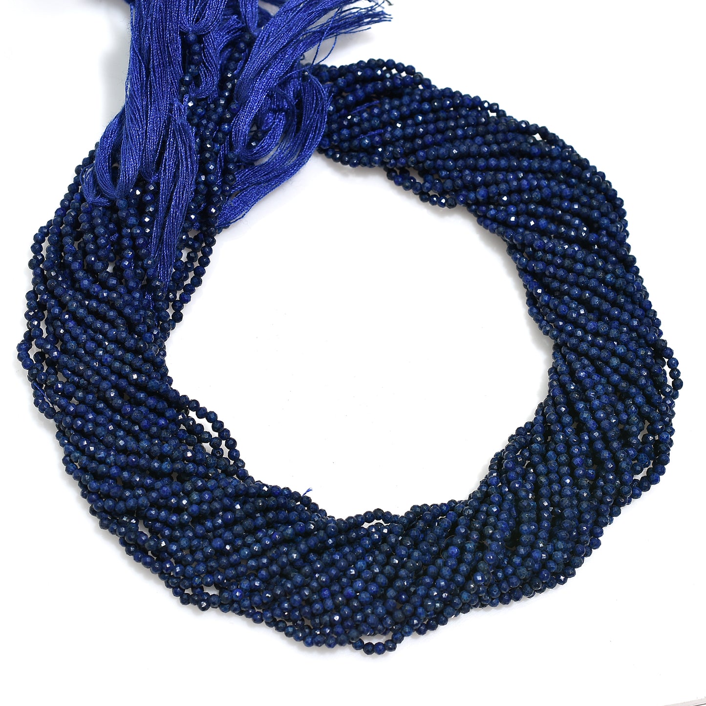 Natural Blue Lapis Lazuli Micro Faceted Round Beads – 12.5 Inch Wholesale Gemstone Strand For DIY Jewelry