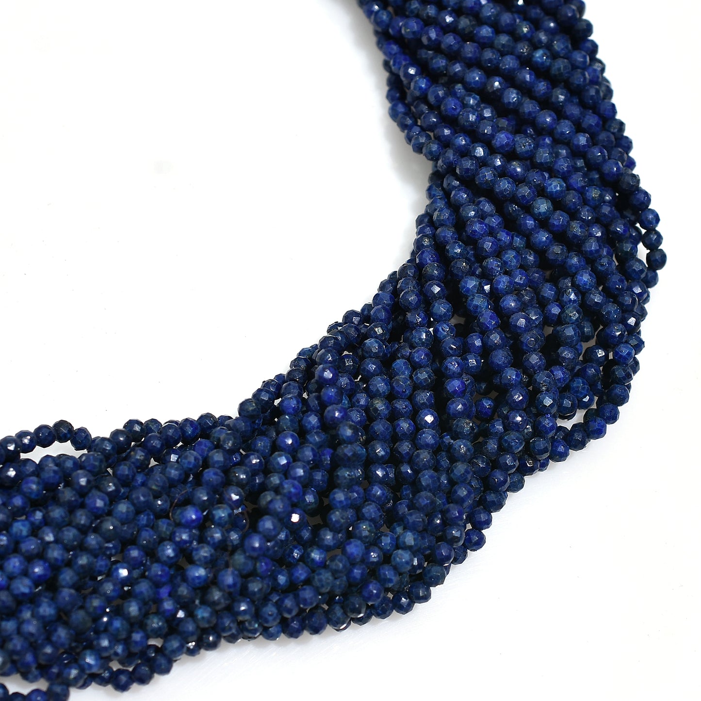 Natural Blue Lapis Lazuli Micro Faceted Round Beads – 12.5 Inch Wholesale Gemstone Strand For DIY Jewelry