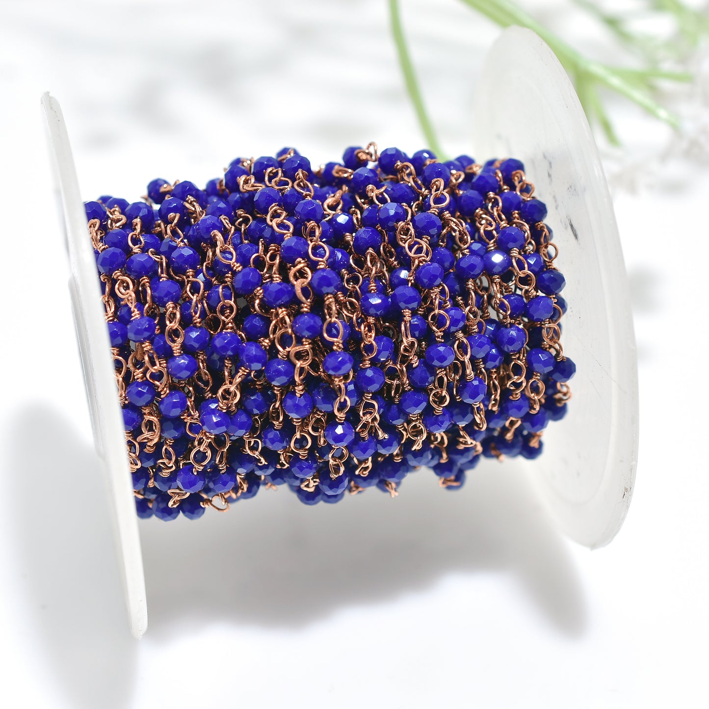Wholesale Lapis Lazuli Rose Gold Plating Rosary Chain-Handmade Gemstone Linking Beaded Strands For Supplies