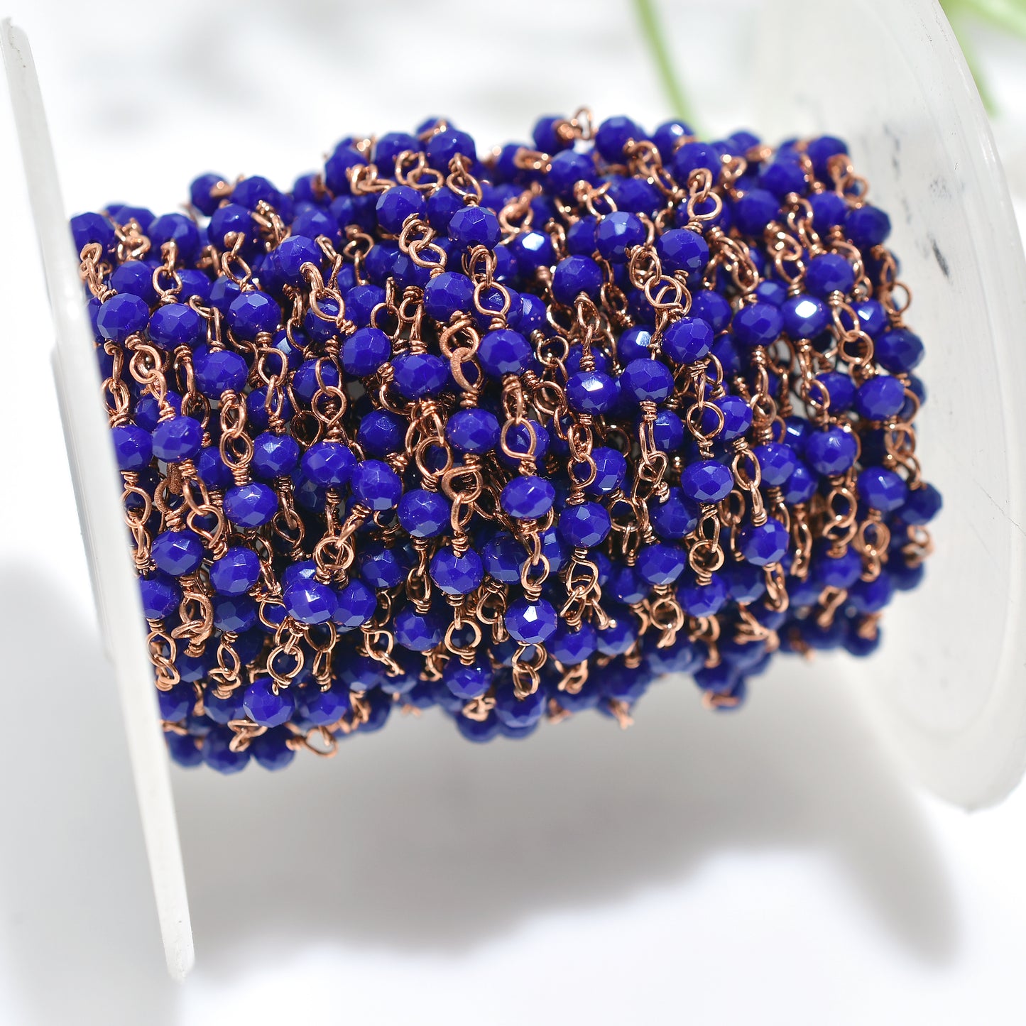 Wholesale Lapis Lazuli Rose Gold Plating Rosary Chain-Handmade Gemstone Linking Beaded Strands For Supplies