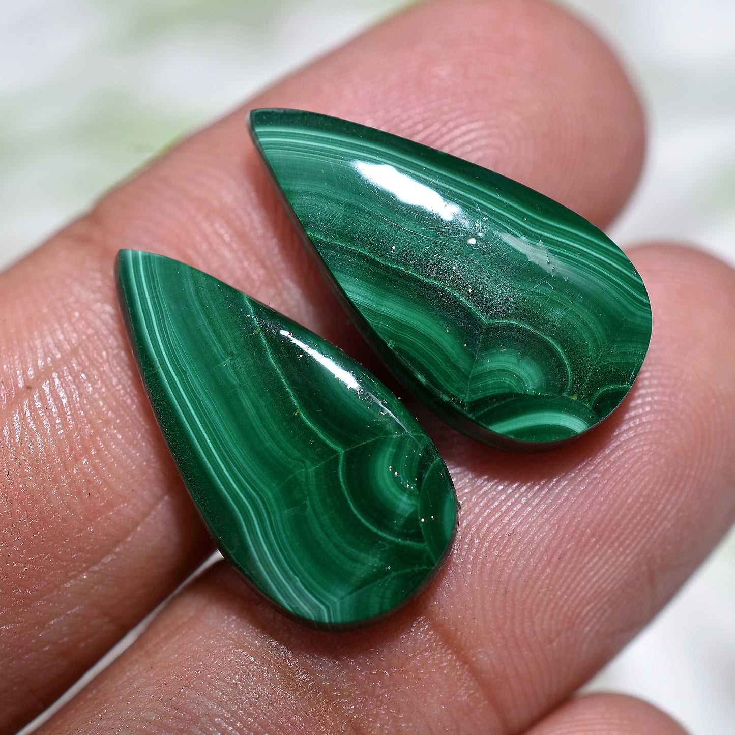 Velvet Green Malachite Pair – Wholesale Natural Gemstone Pair for Earrings