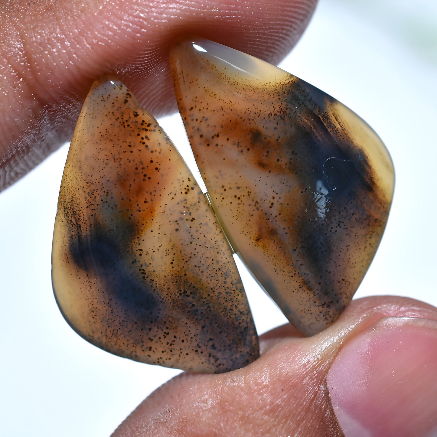 Authentic Montana Agate Set – Premium Polished Gemstone Pair for Handmade Creations