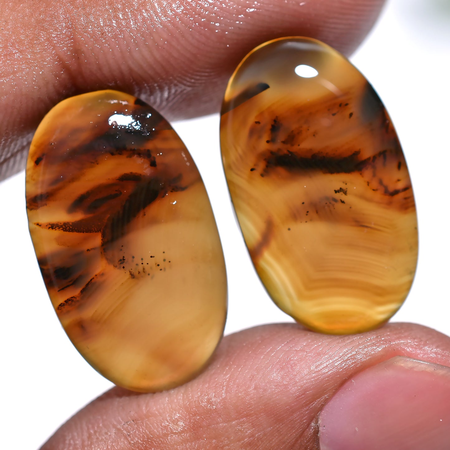 Attractive Montana Agate Pair – Flat Back Matched Stones for Statement Jewelry