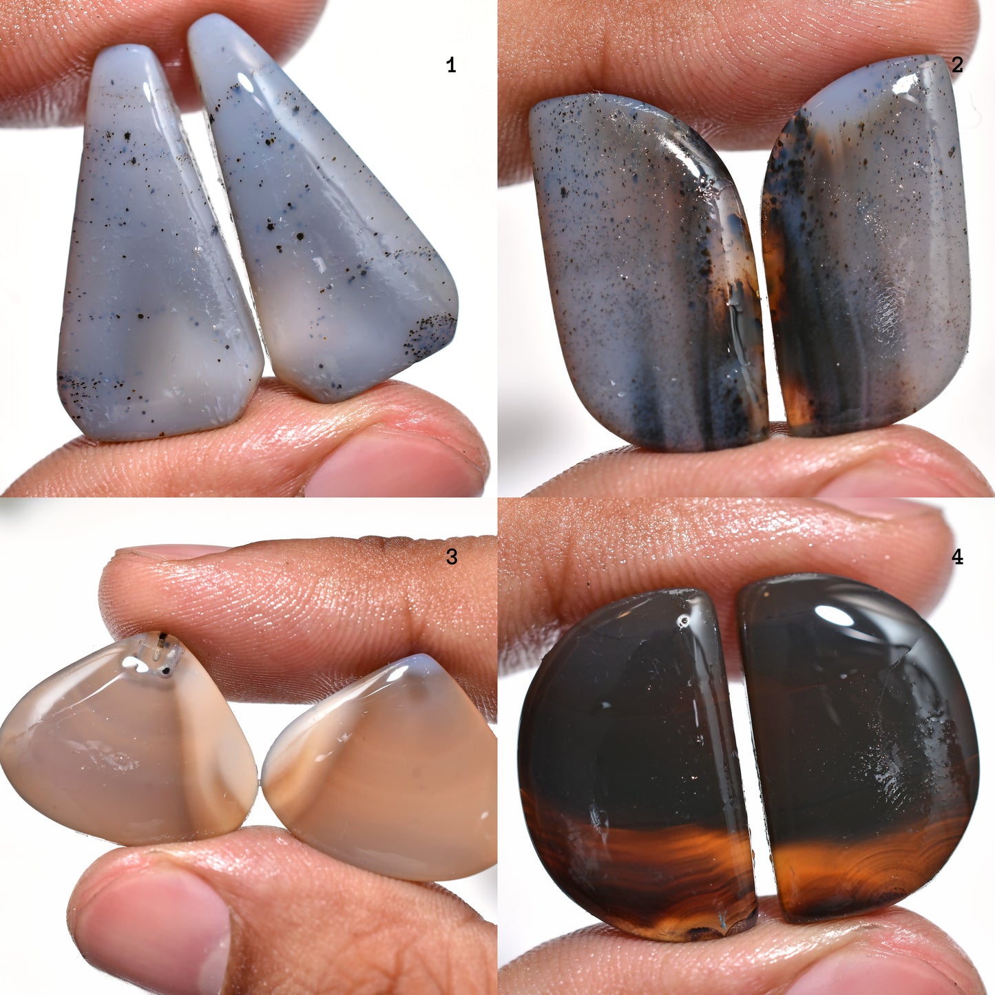 Natural Montana Agate Matched Pair – Unique Gemstones for Jewelry Making