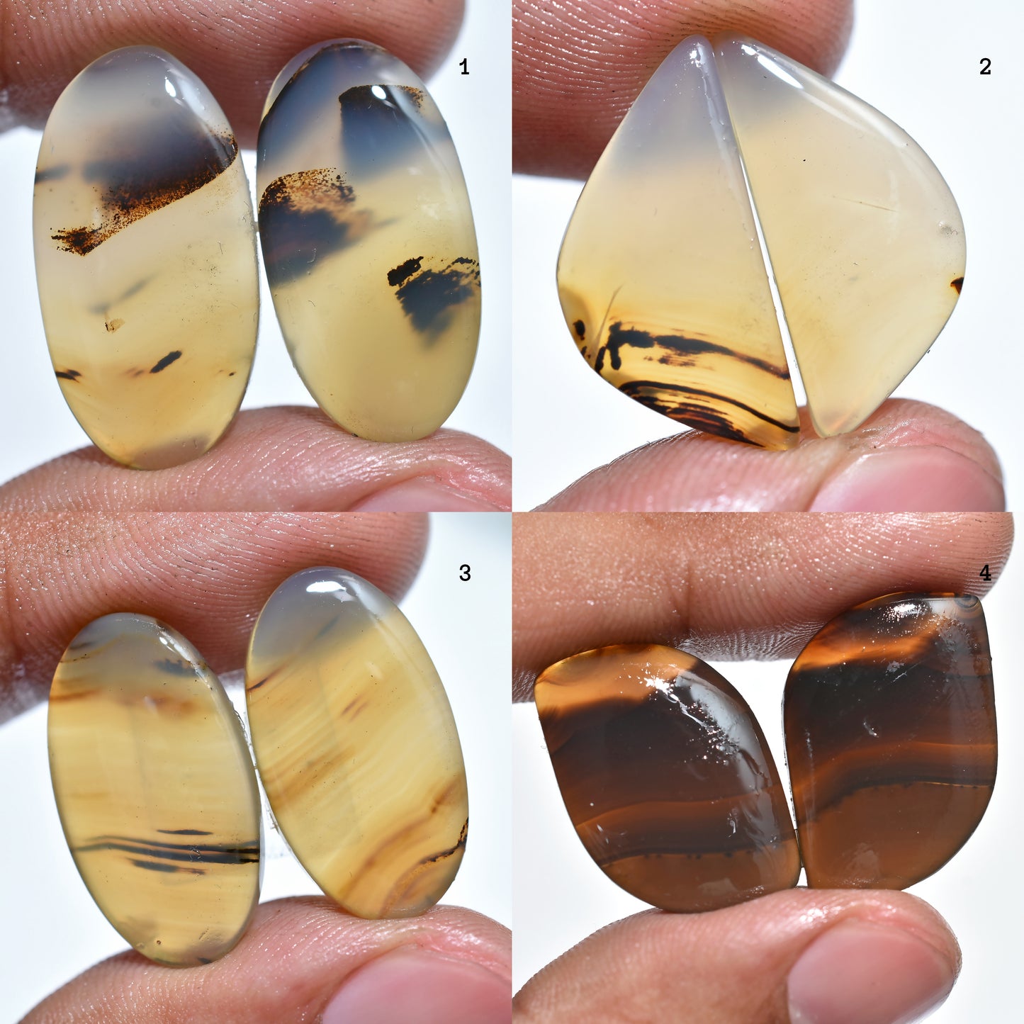 Montana Agate Gemstone Pair – Natural Agate Stones for Unique Jewelry Designs