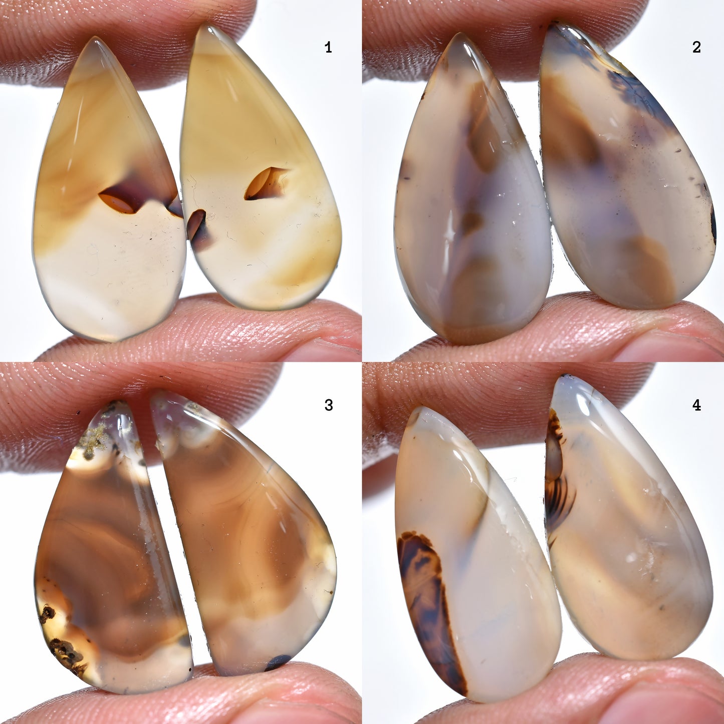 Unique Montana Agate Gemstone Pair – Perfect for Jewelry Crafting