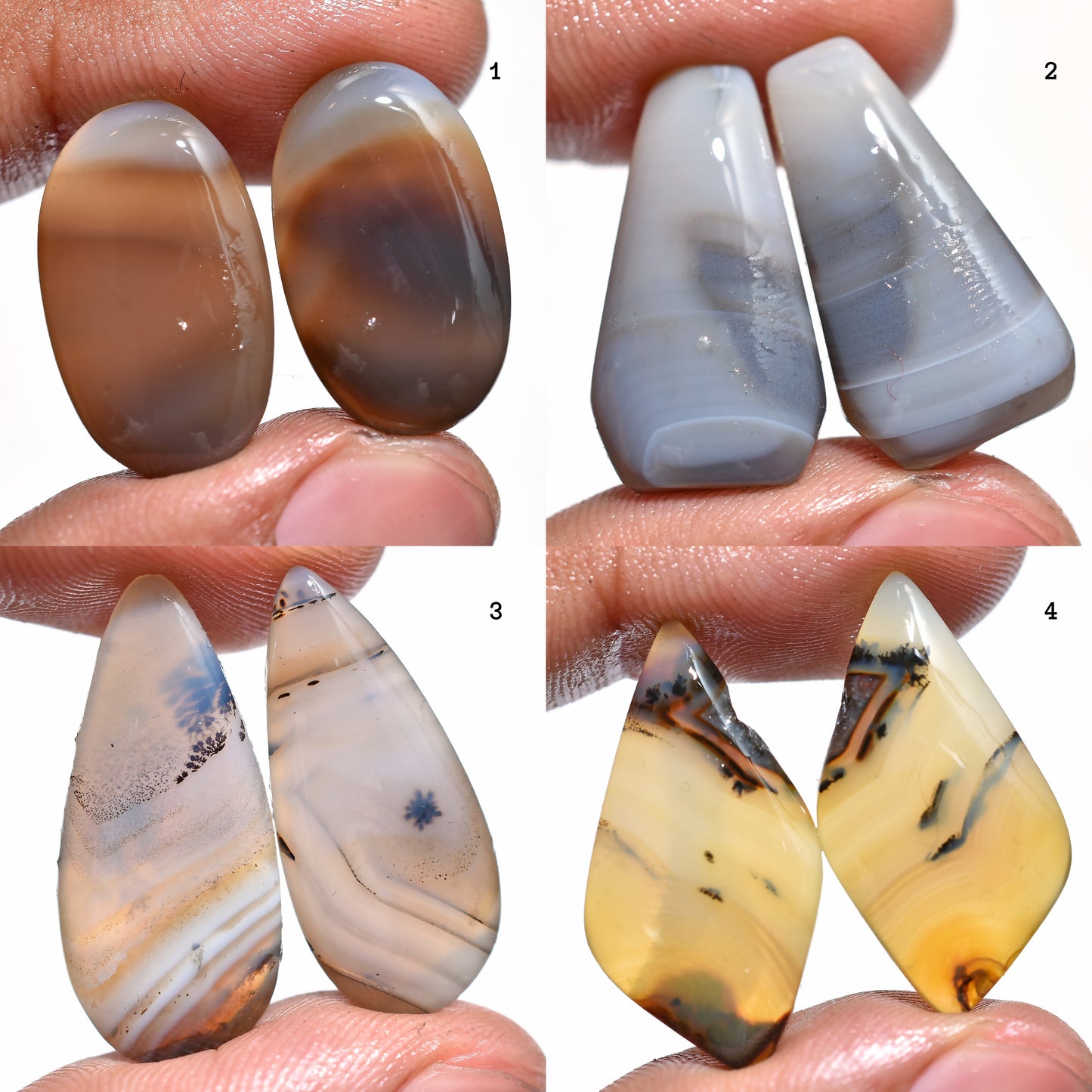 Montana Agate Gem Pair – Unique Patterns for Jewelry Making