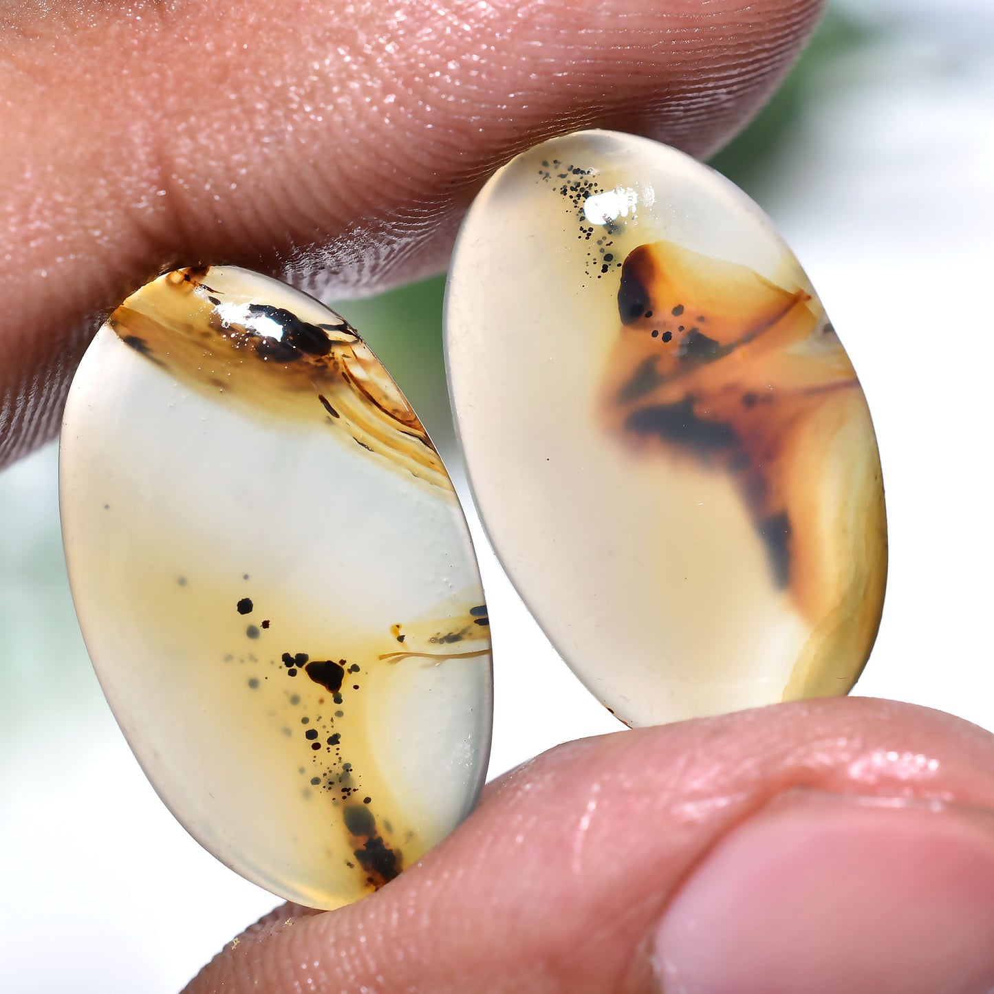 Attractive Montana Agate Pair – Flat Back Matched Stones for Statement Jewelry