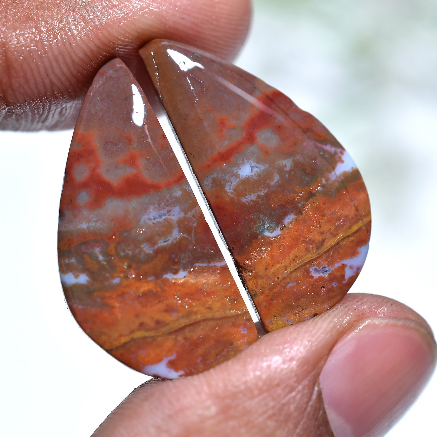 Unisex Bloodstone Gemstone Pair – Flat Back Stone Set for Custom Jewelry