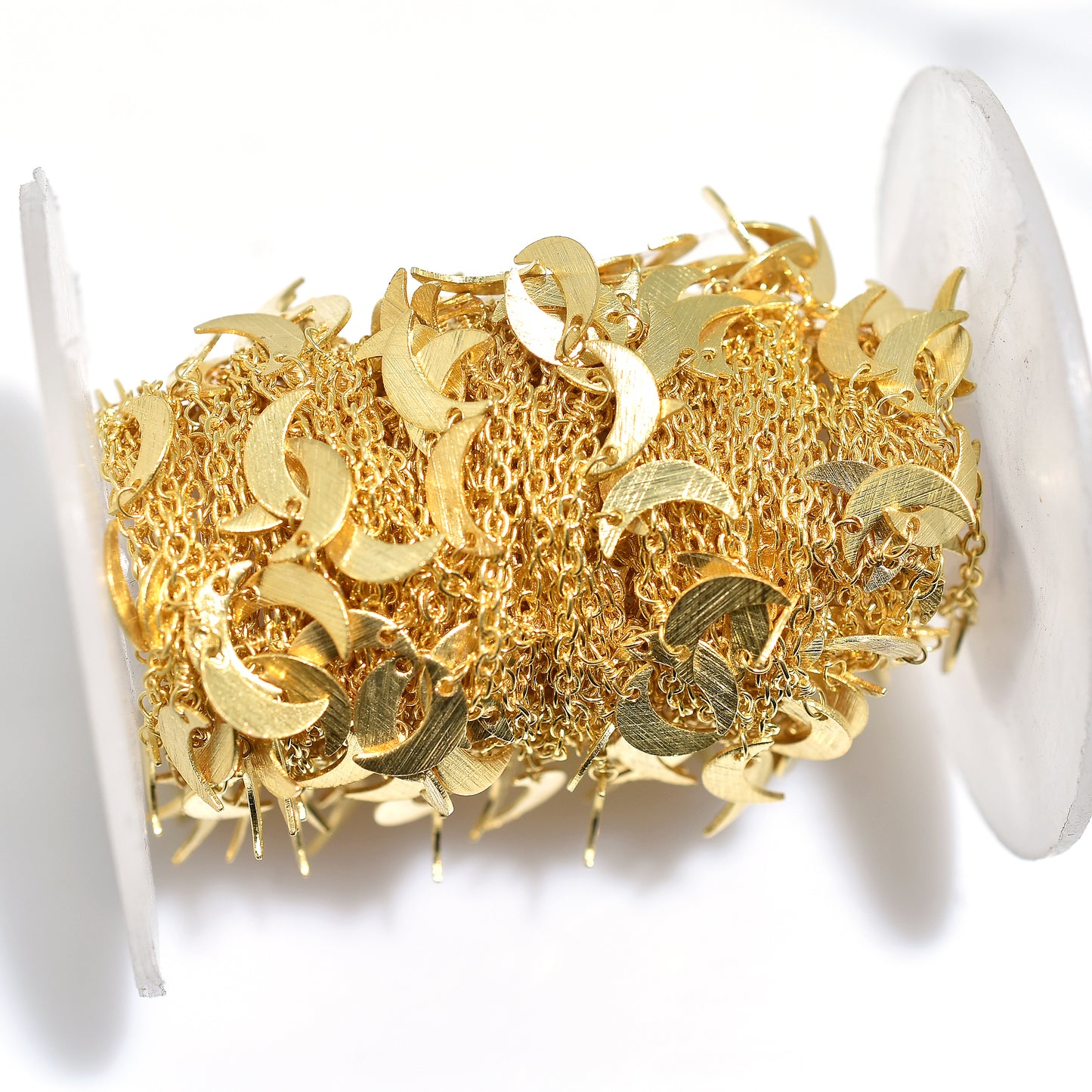 Golden Glow Crescent Half Moon Rosary Chain – Wholesale Charm Dangles for Handmade Designs