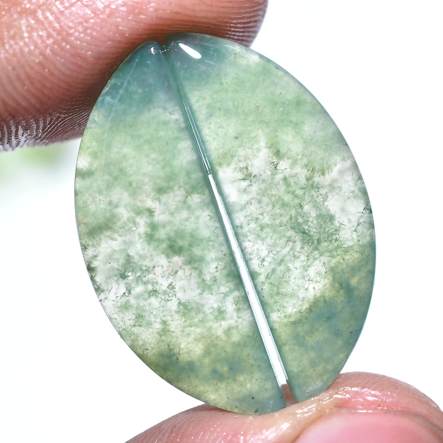 Fancy Shaped Moss Agate Pair Gemstone – Polished Green Stone Set for Jewelry