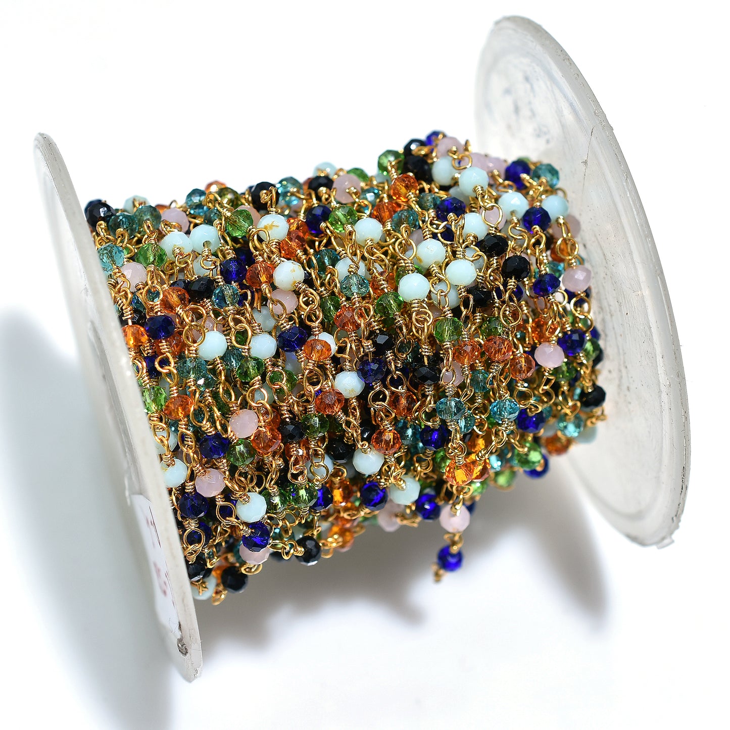 Handcrafted Multi-Color Disco Hydro Rosary Chain – Wholesale Gold Plated Wire Wrapped Stone for Jewelry