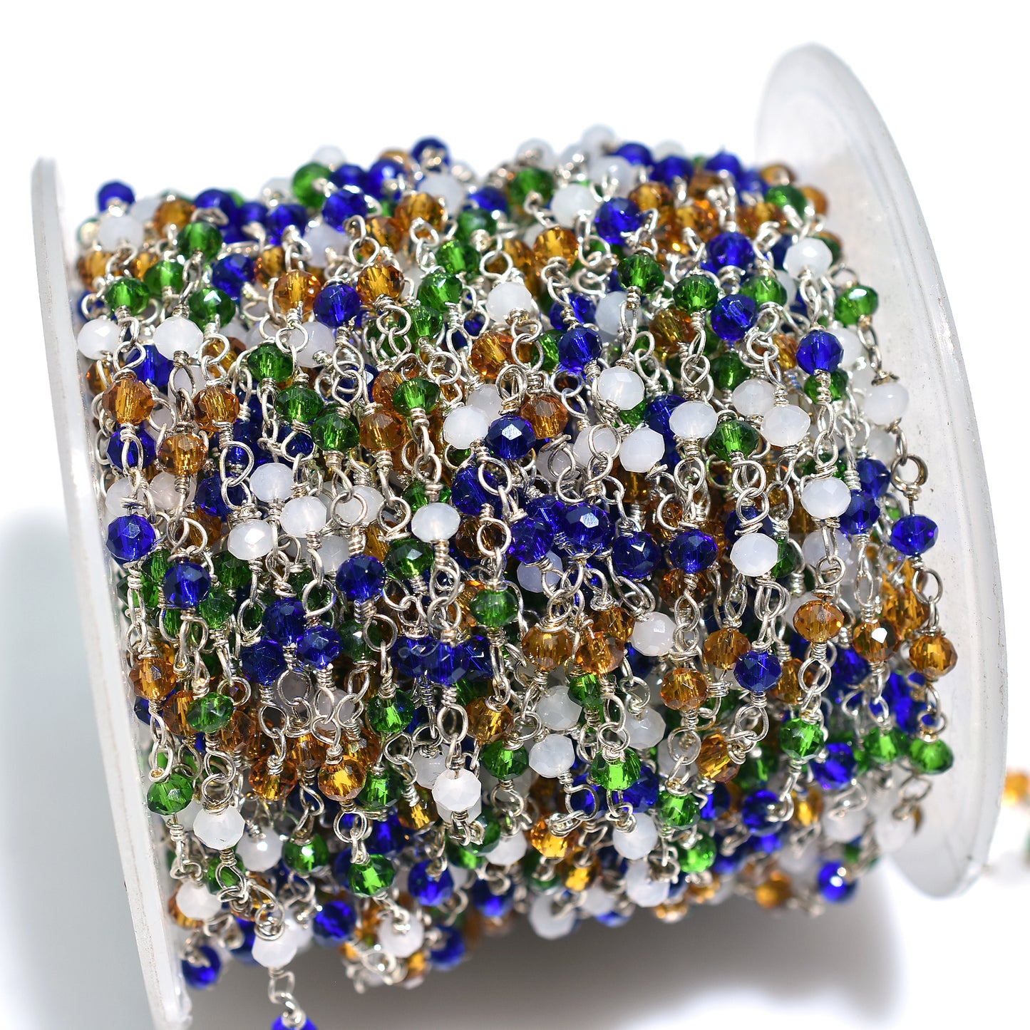 Colorful Disco Hydro Gemstone Rosary – Wholesale Silver Plated Linking Chain for Creative Jewelry