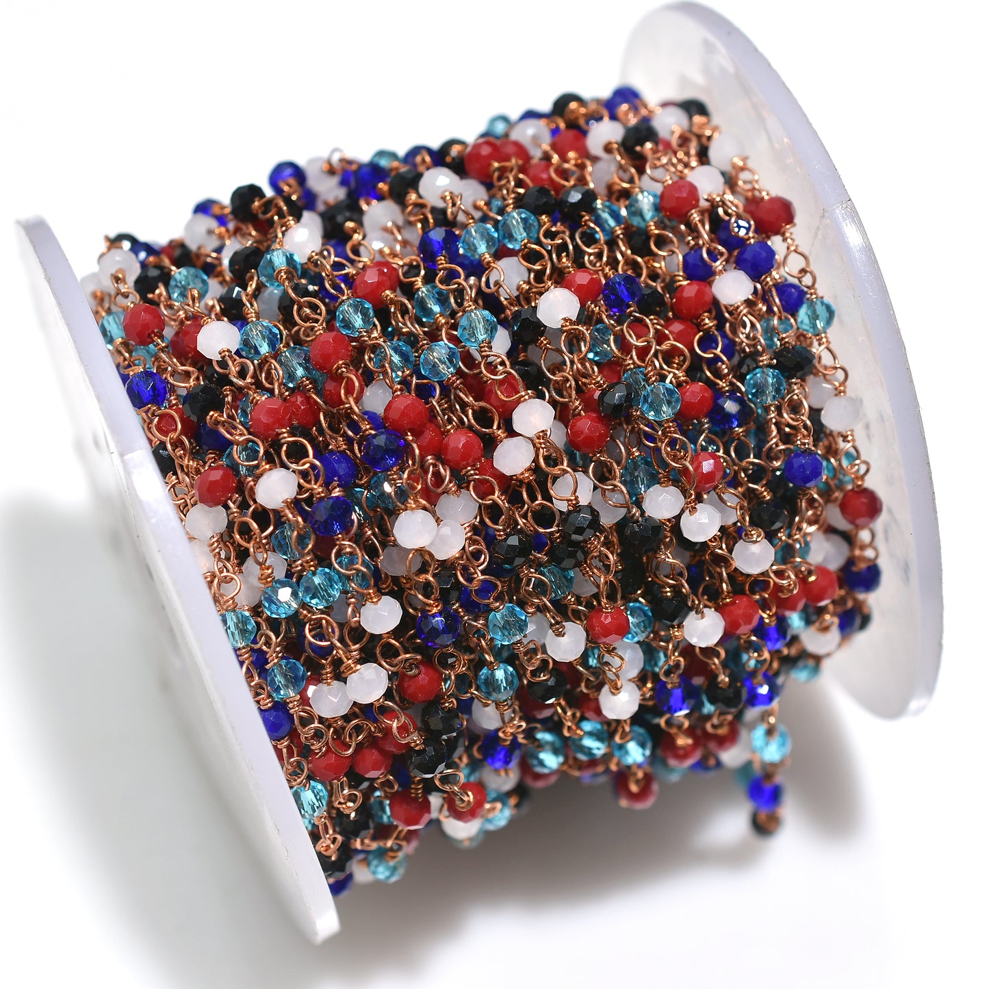 Multicolor Disco Hydro Faceted Rosary Chain – Rose Gold Plated Wire Wrapped Stone for Unique Jewelry