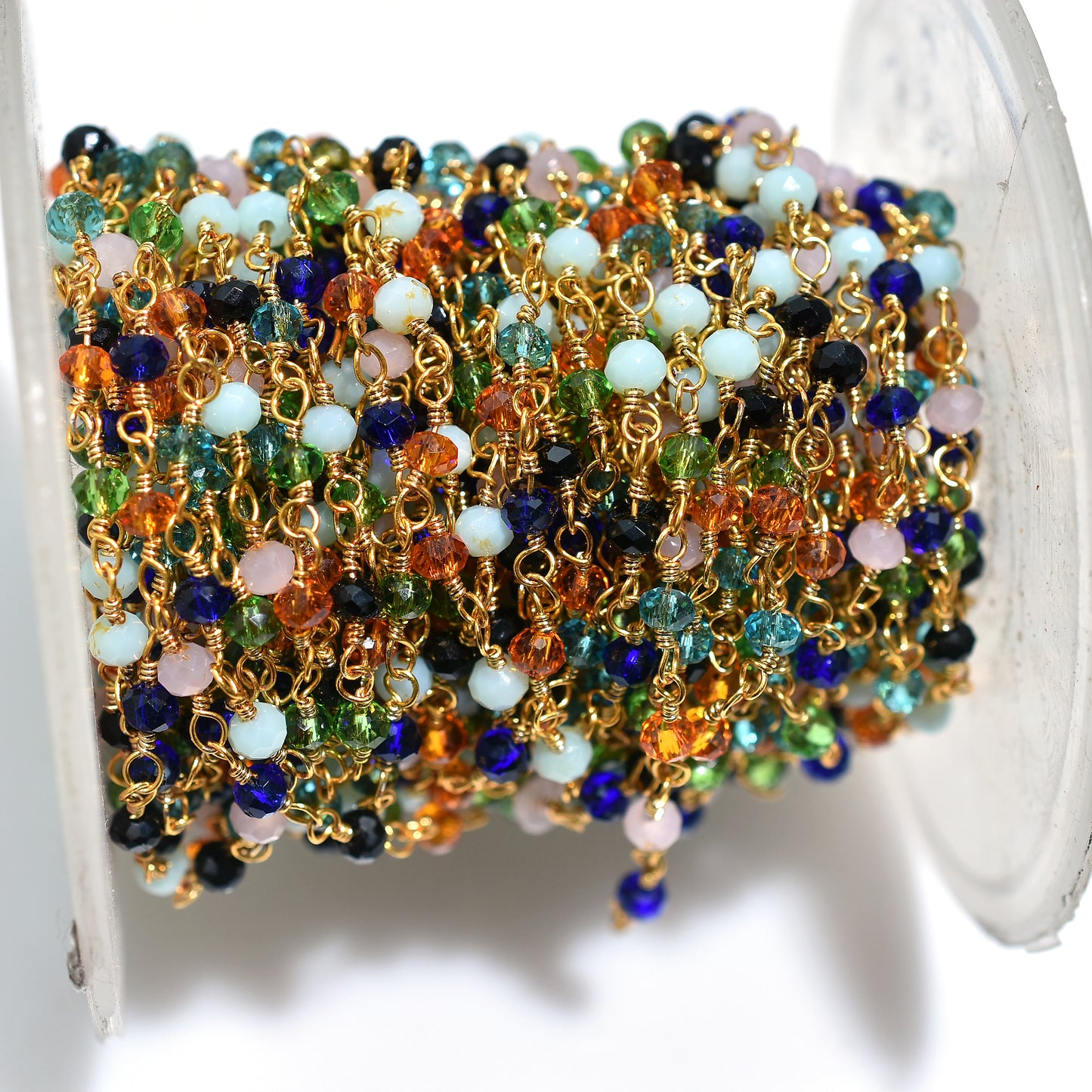 Handcrafted Multi-Color Disco Hydro Rosary Chain – Wholesale Gold Plated Wire Wrapped Stone for Jewelry