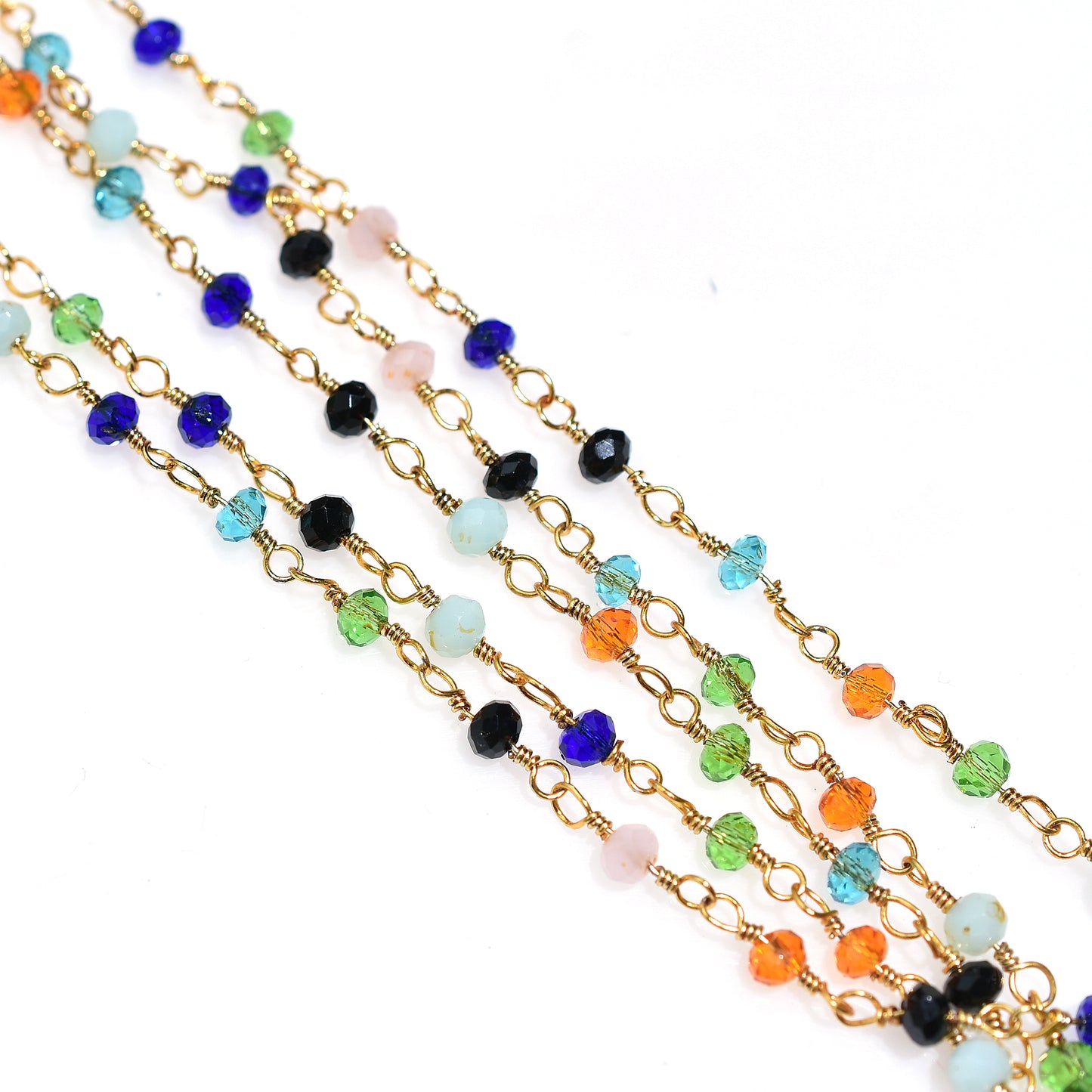 Handcrafted Multi-Color Disco Hydro Rosary Chain – Wholesale Gold Plated Wire Wrapped Stone for Jewelry