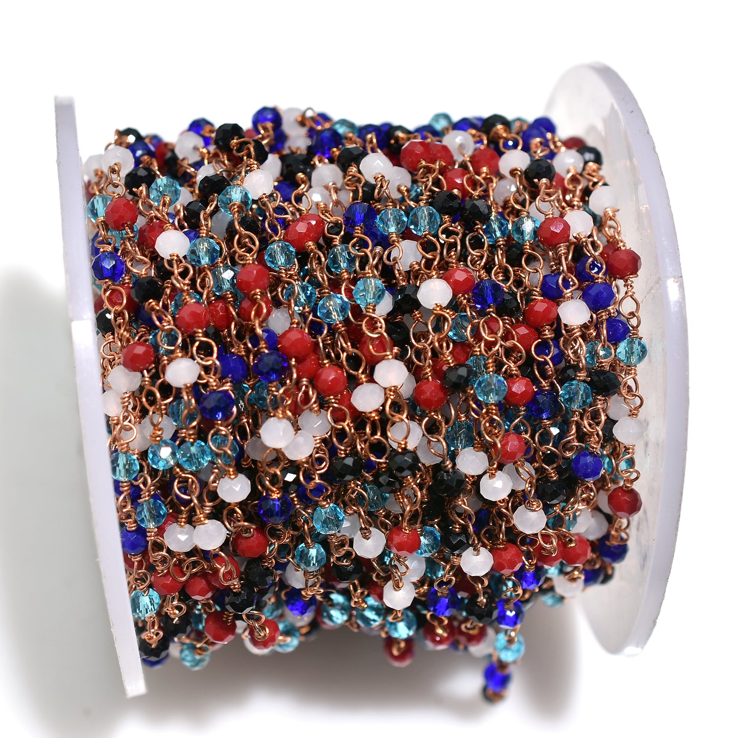 Multicolor Disco Hydro Faceted Rosary Chain – Rose Gold Plated Wire Wrapped Stone for Unique Jewelry
