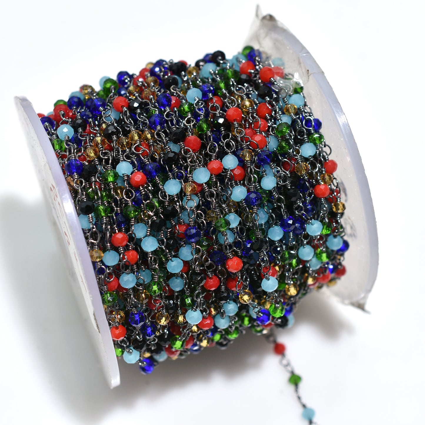 Wholesale Multi Disco Hydro Beaded Rosary Chain – Handmade Black Metal Plated Links for Jewelry Crafts