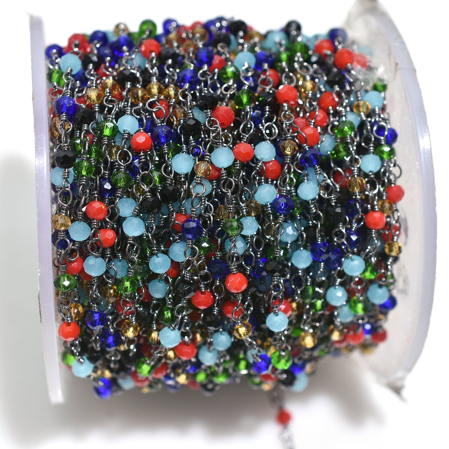 Wholesale Multi Disco Hydro Beaded Rosary Chain – Handmade Black Metal Plated Links for Jewelry Crafts