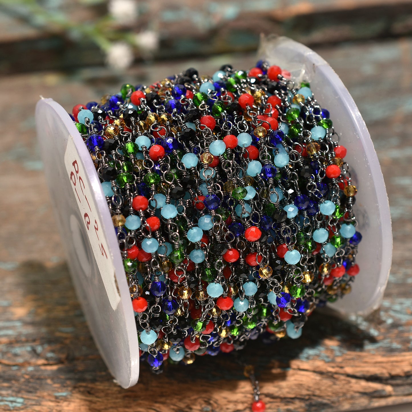 Wholesale Multi Disco Hydro Beaded Rosary Chain – Handmade Black Metal Plated Links for Jewelry Crafts