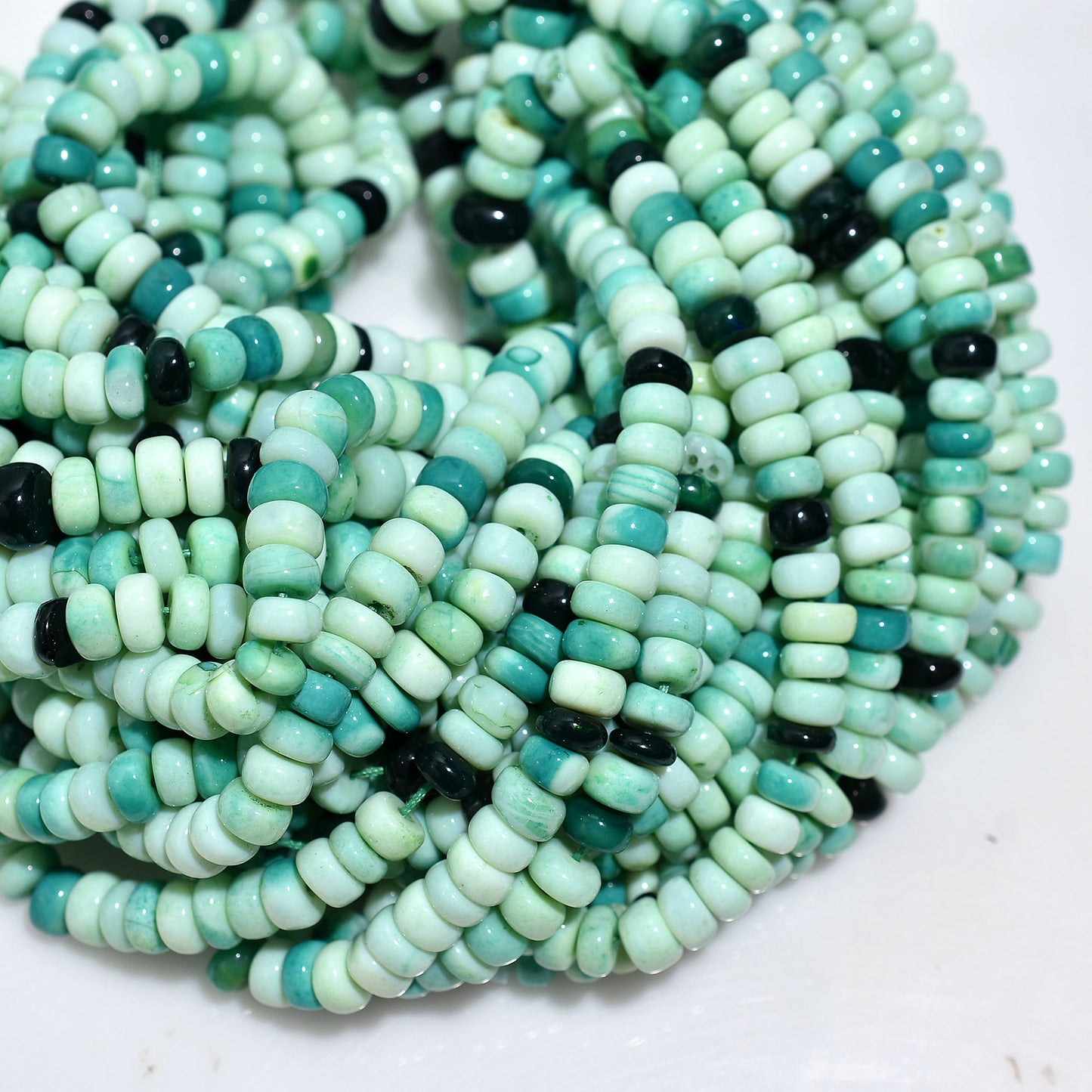 Elegant Multi-Green Opal Rondelle Beads – Gemstone Beads for Jewelry Crafting