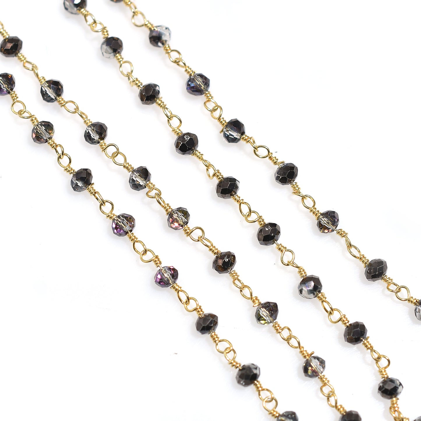 Stunning Mystic Topaz Golden Plating Rosary - Rainbow Gemstone Hydro Beads Chain Lot For Craft Supply