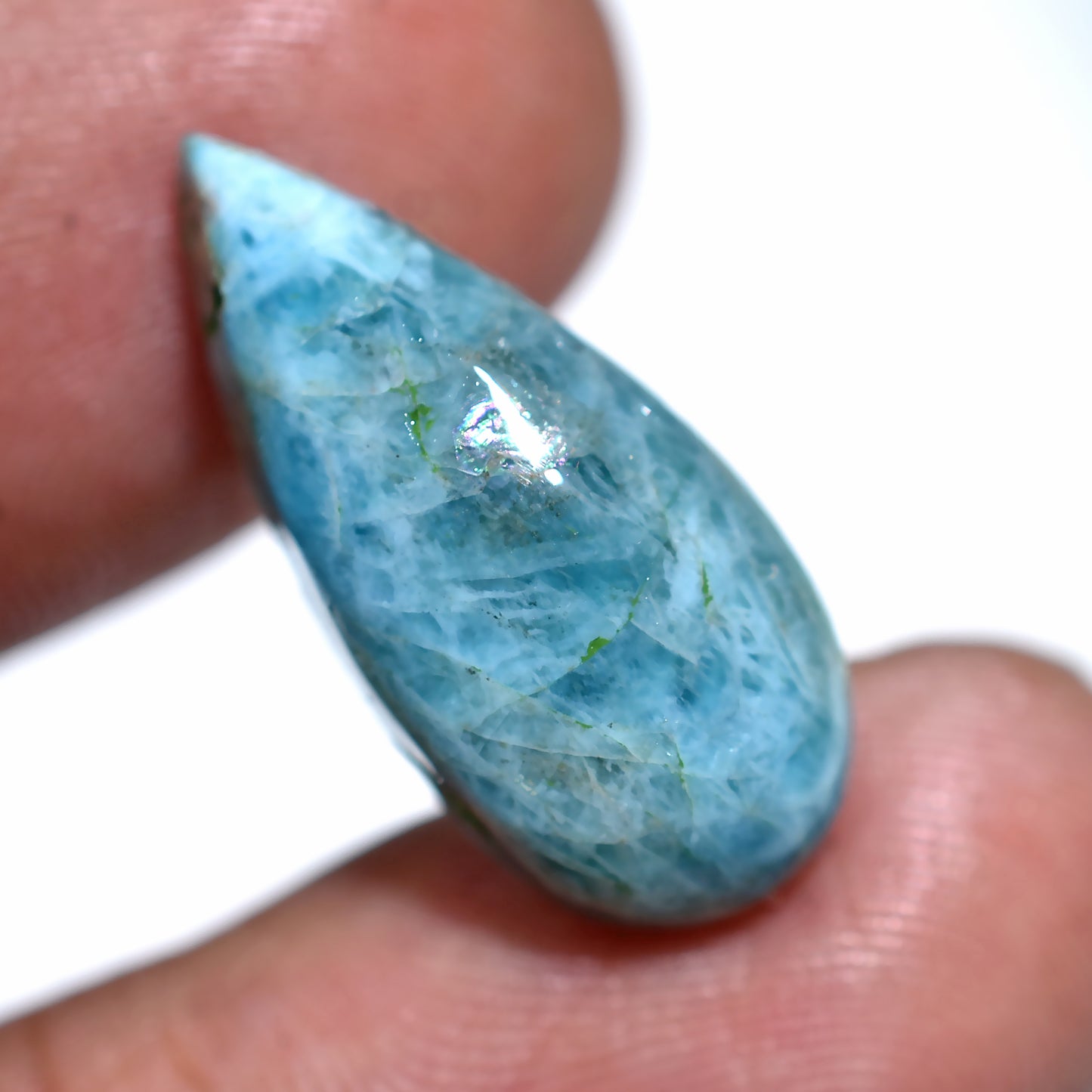 Luminous Neon Apatite Cabochon – Bright Polished Gem for Jewelry Making