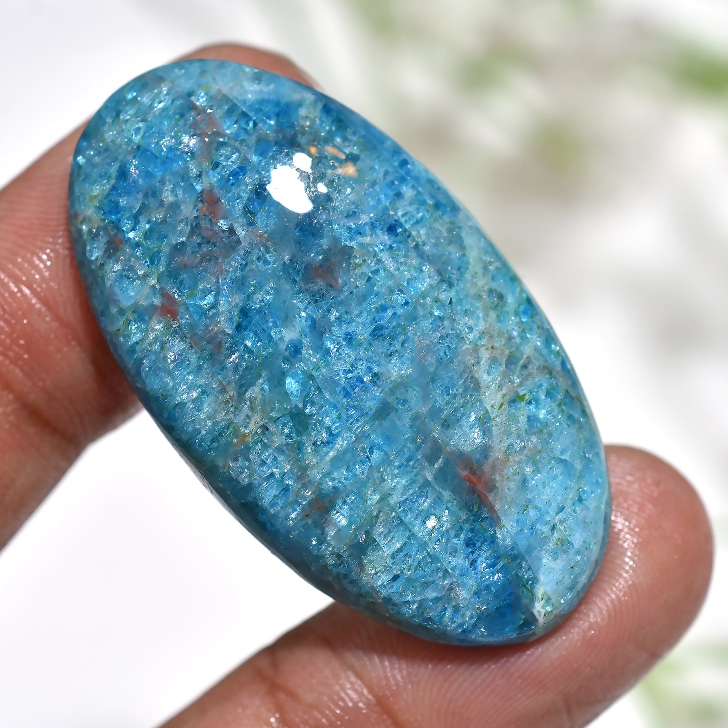 Bright Neon Blue Apatite Cabochon – Stunning Gemstone for Custom Jewelry