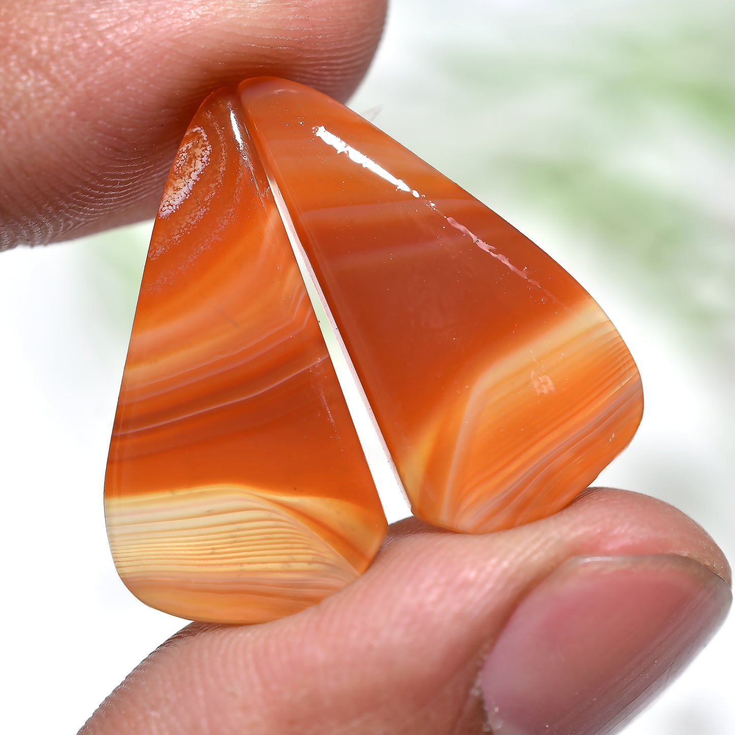 Vibrant Orange Banded Agate Matched Earrings Pair – Natural Gemstones For Jewelry