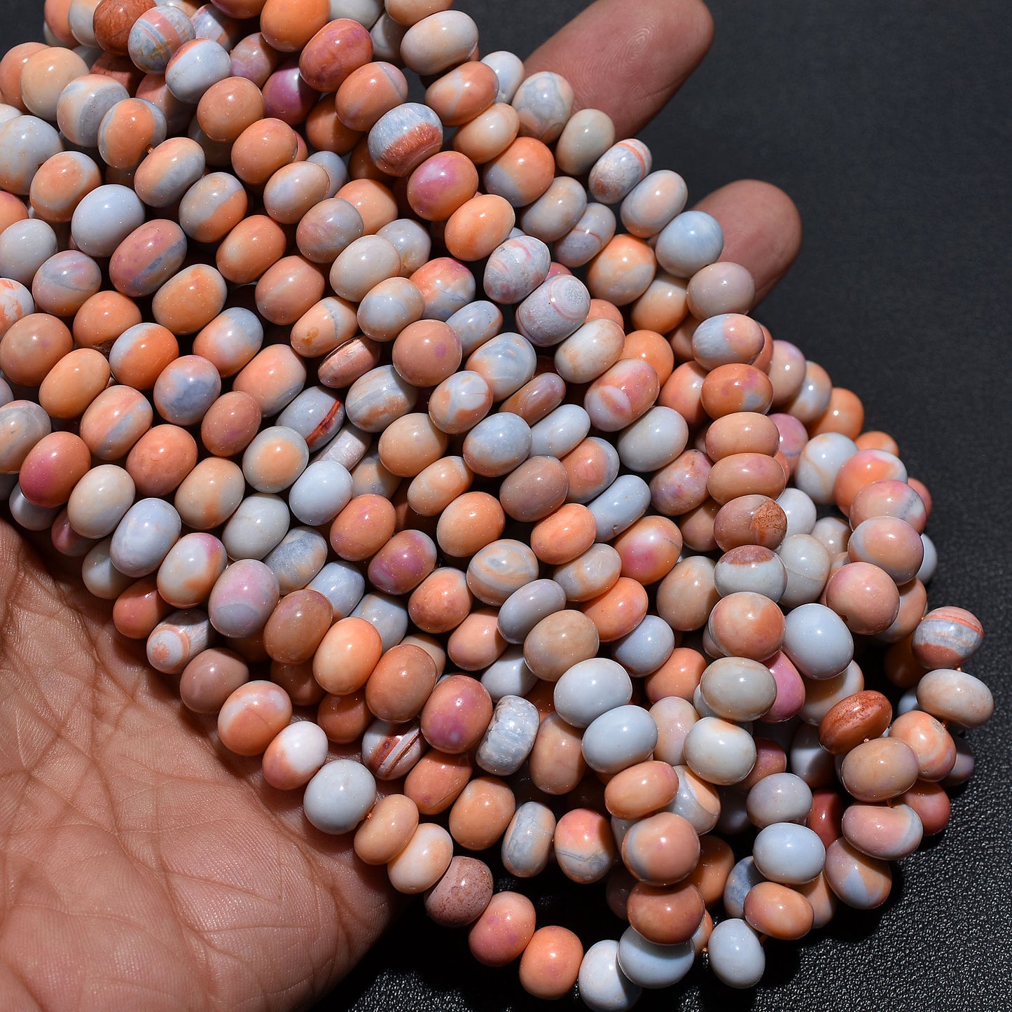 Desert Sunset Opal Beads – Earthy Peach & Blue Rondelle for Statement Gemstone Jewelry