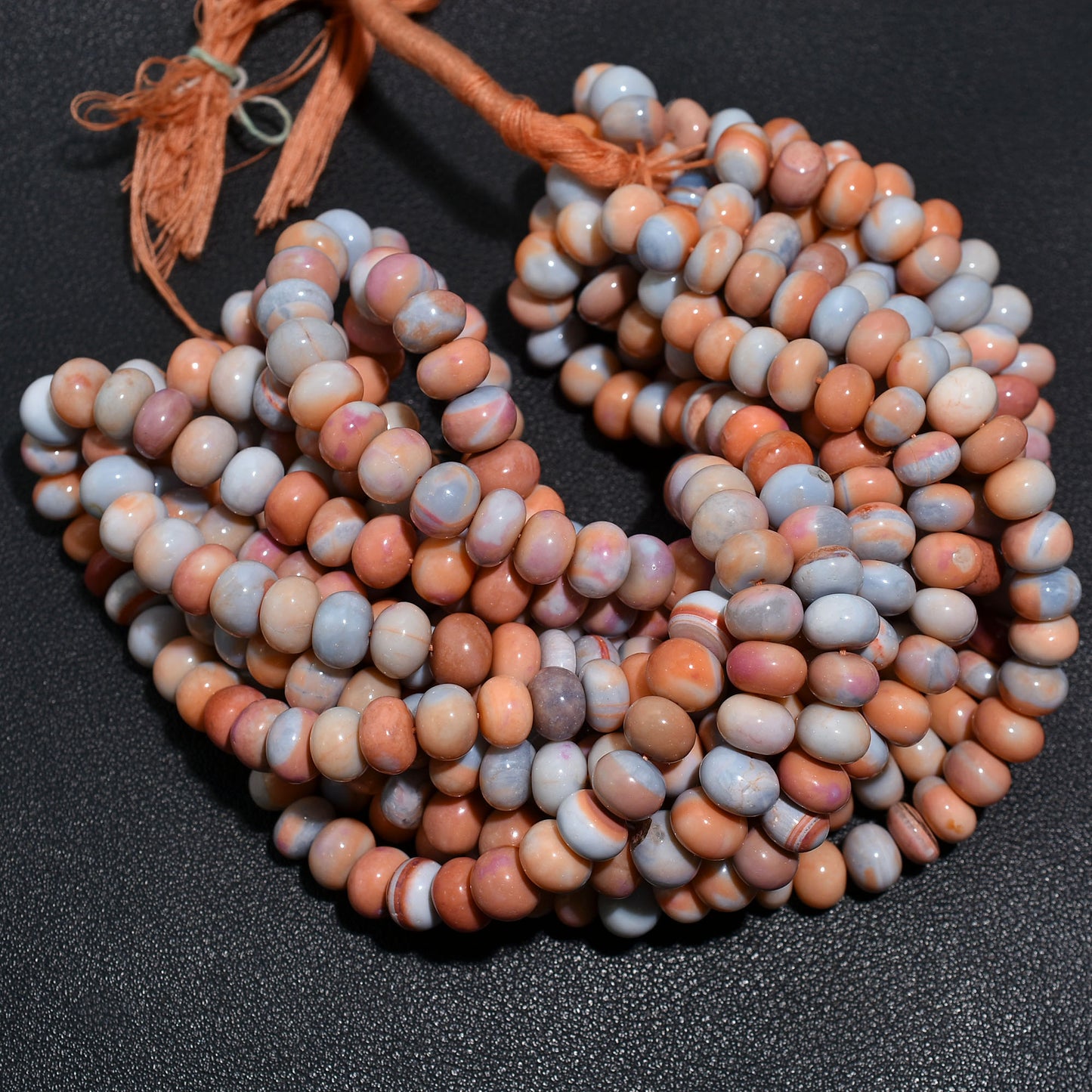 Desert Sunset Opal Beads – Earthy Peach & Blue Rondelle for Statement Gemstone Jewelry