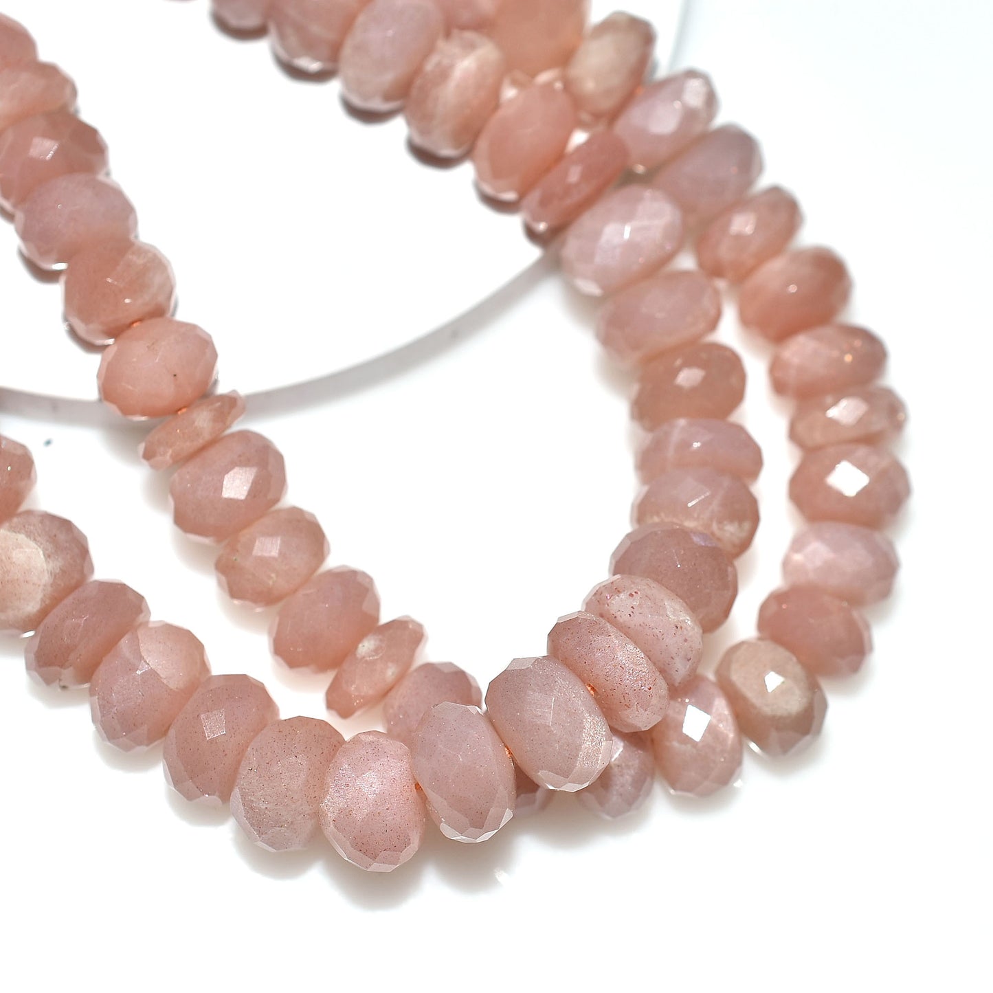 Sunset Peach Moonstone Beads – Wholesale Faceted Rondelle Gemstone Strand for Jewelry