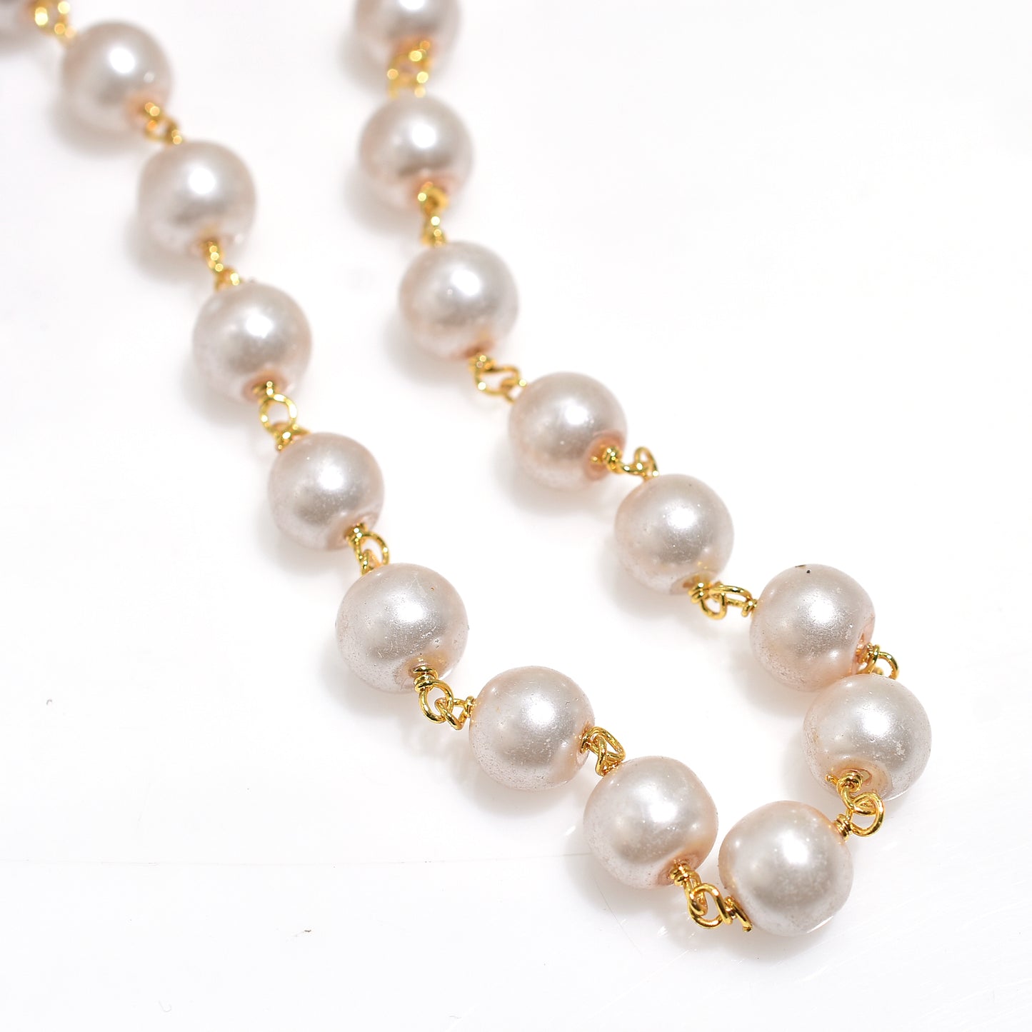 Classic Soft Pearl Rosary - Wholesale Gold Plating Bead Chain Lot For DIY Jewelry & Crafts
