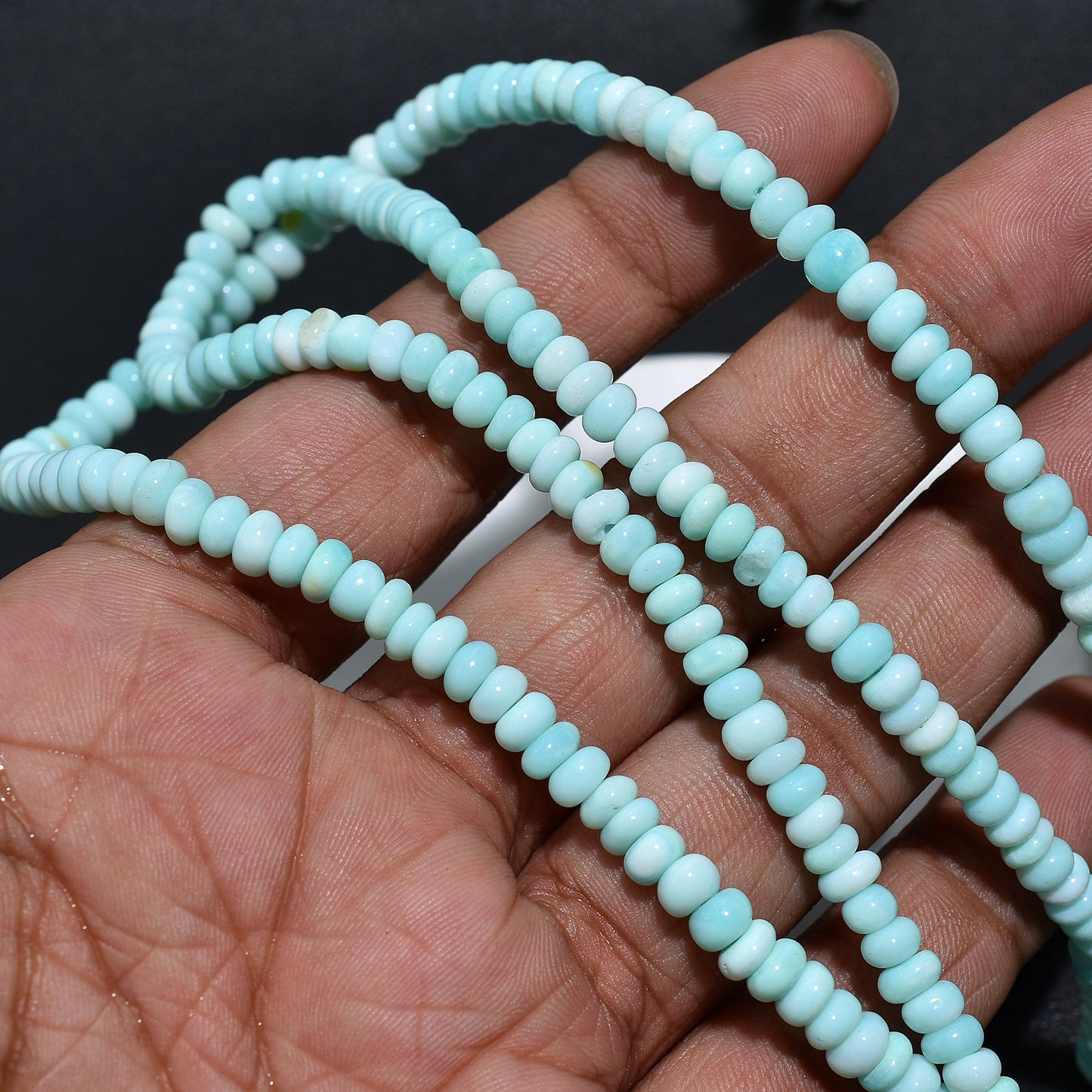 Elegant Peru Opal Rondelle Beads – Dreamy Gemstones for DIY Jewelry Projects