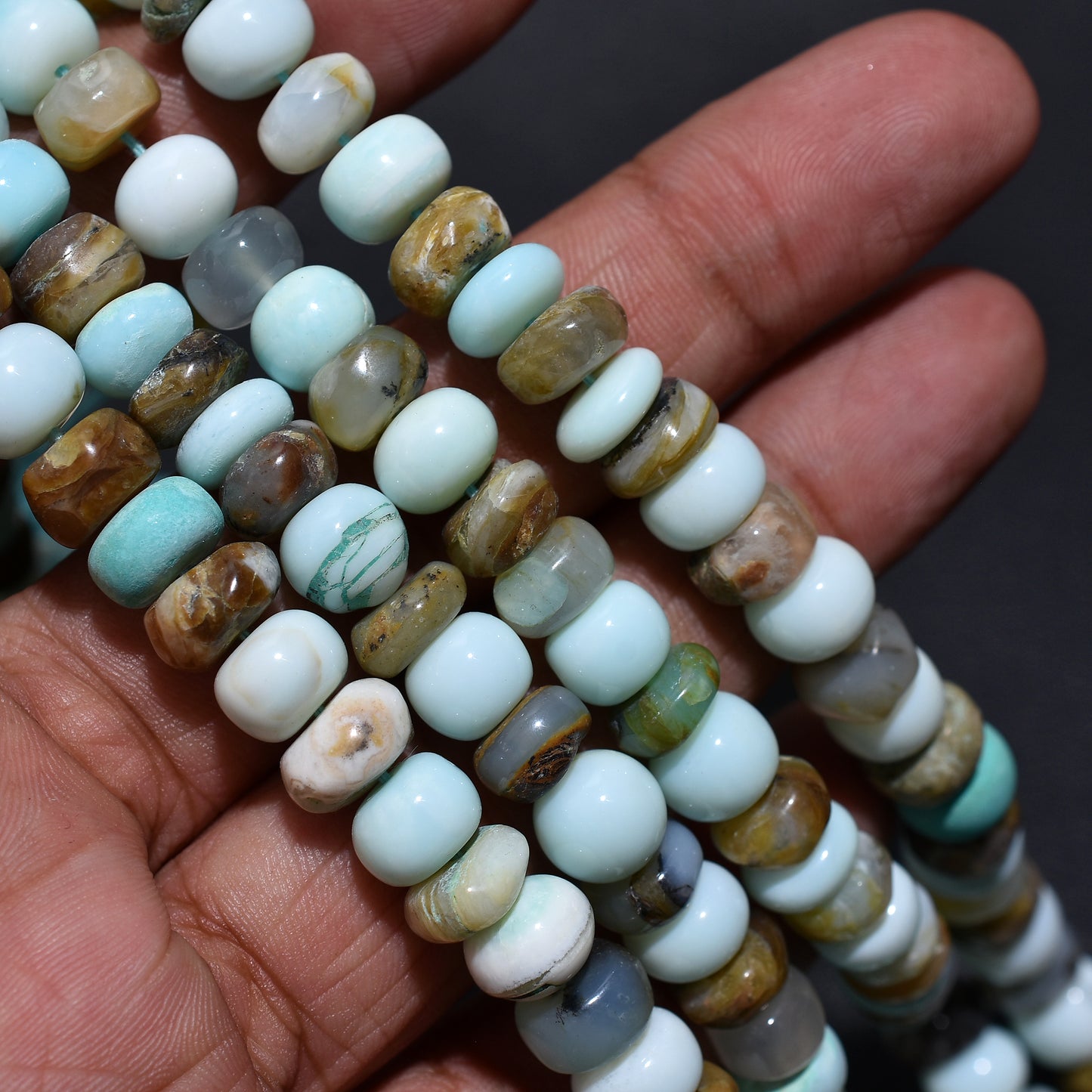 Celestial Peruvian Opals Beads – Unique Blue & Green Gemstones for Wholesale Jewelry
