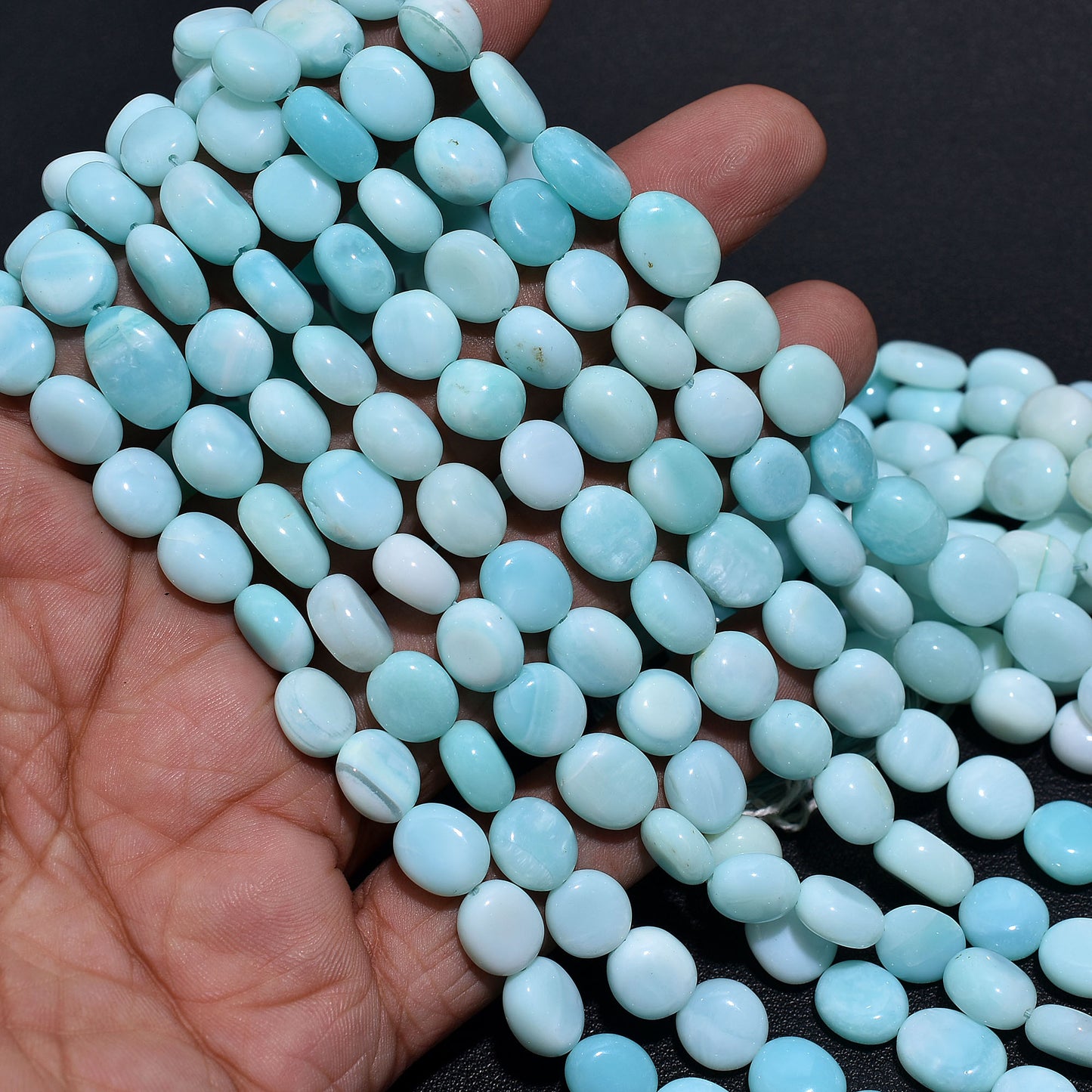 Sky Blue Peruvian Opal Smooth Nugget Beads – 12 inch Natural Wholesale Gemstone Strand For Jewelry Craft