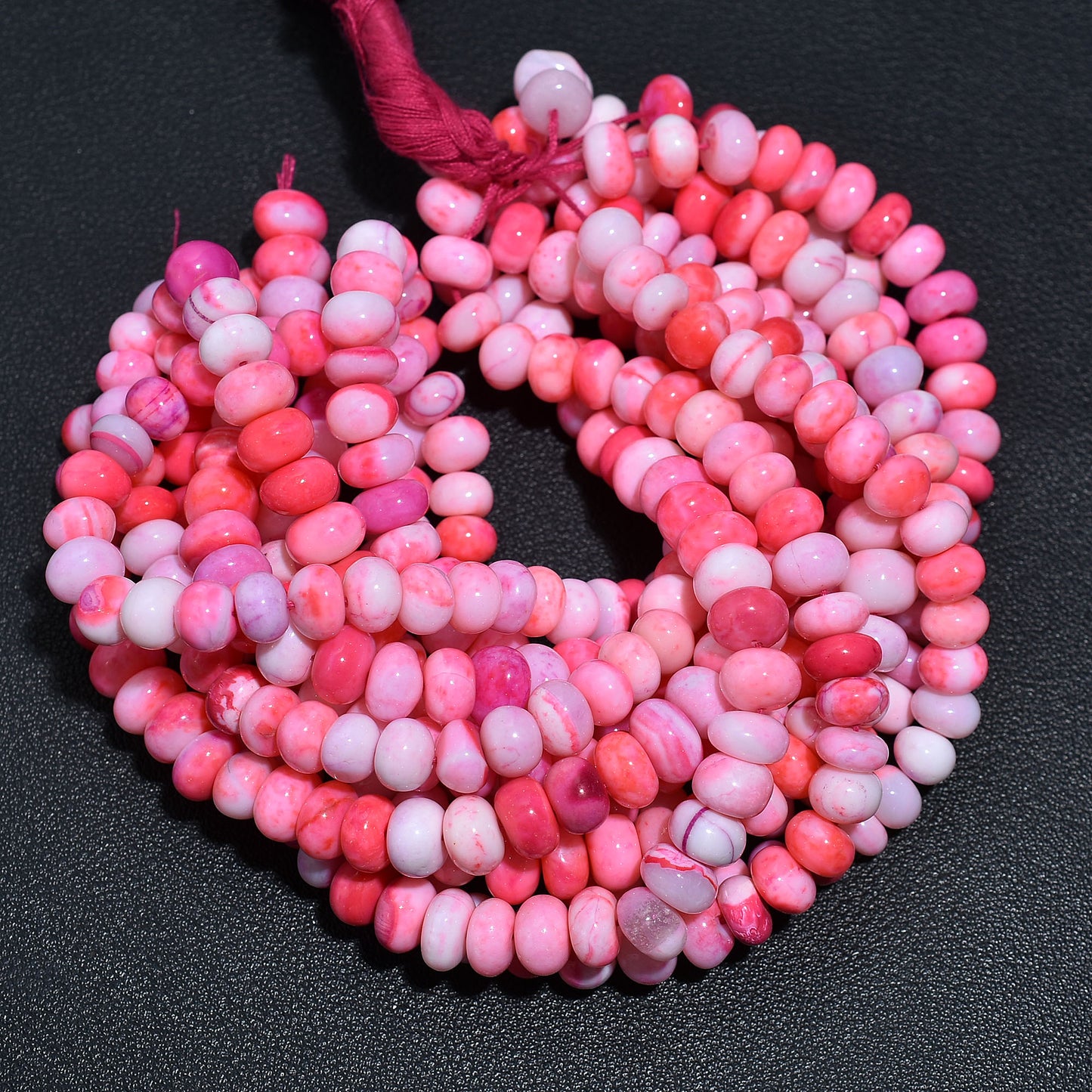 Blush Pink Opal Smooth Rondelle Beads 16 Inch Gemstone Strand, Wholesale String For Jewelry Designers