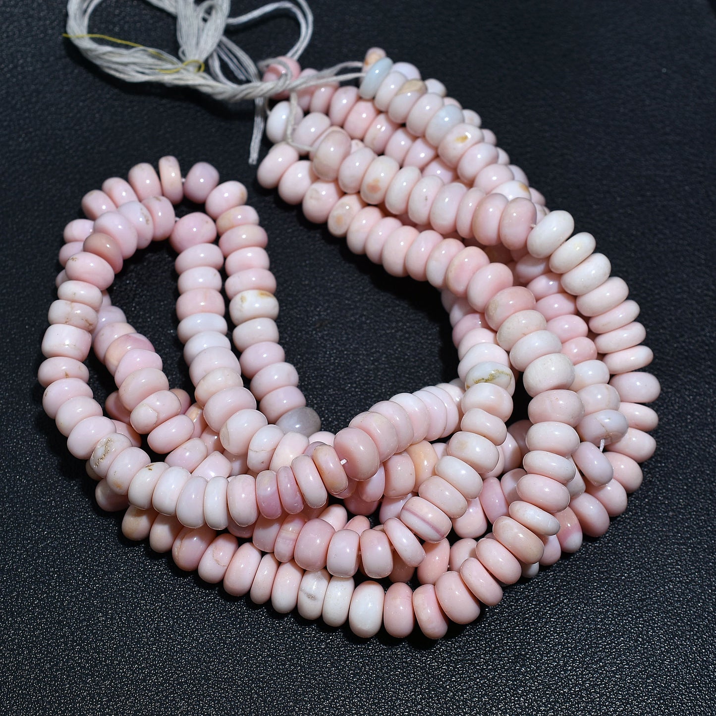 Blush Pink Opal Smooth Rondelle Gemstone Beads – 15 Inch Wholesale Strand For Bracelet & Necklace Making