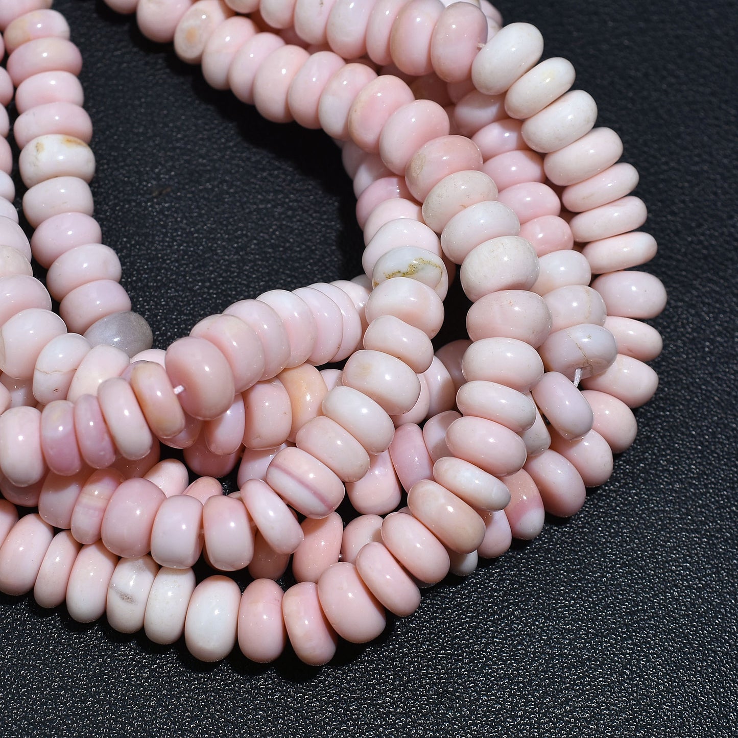 Blush Pink Opal Smooth Rondelle Gemstone Beads – 15 Inch Wholesale Strand For Bracelet & Necklace Making
