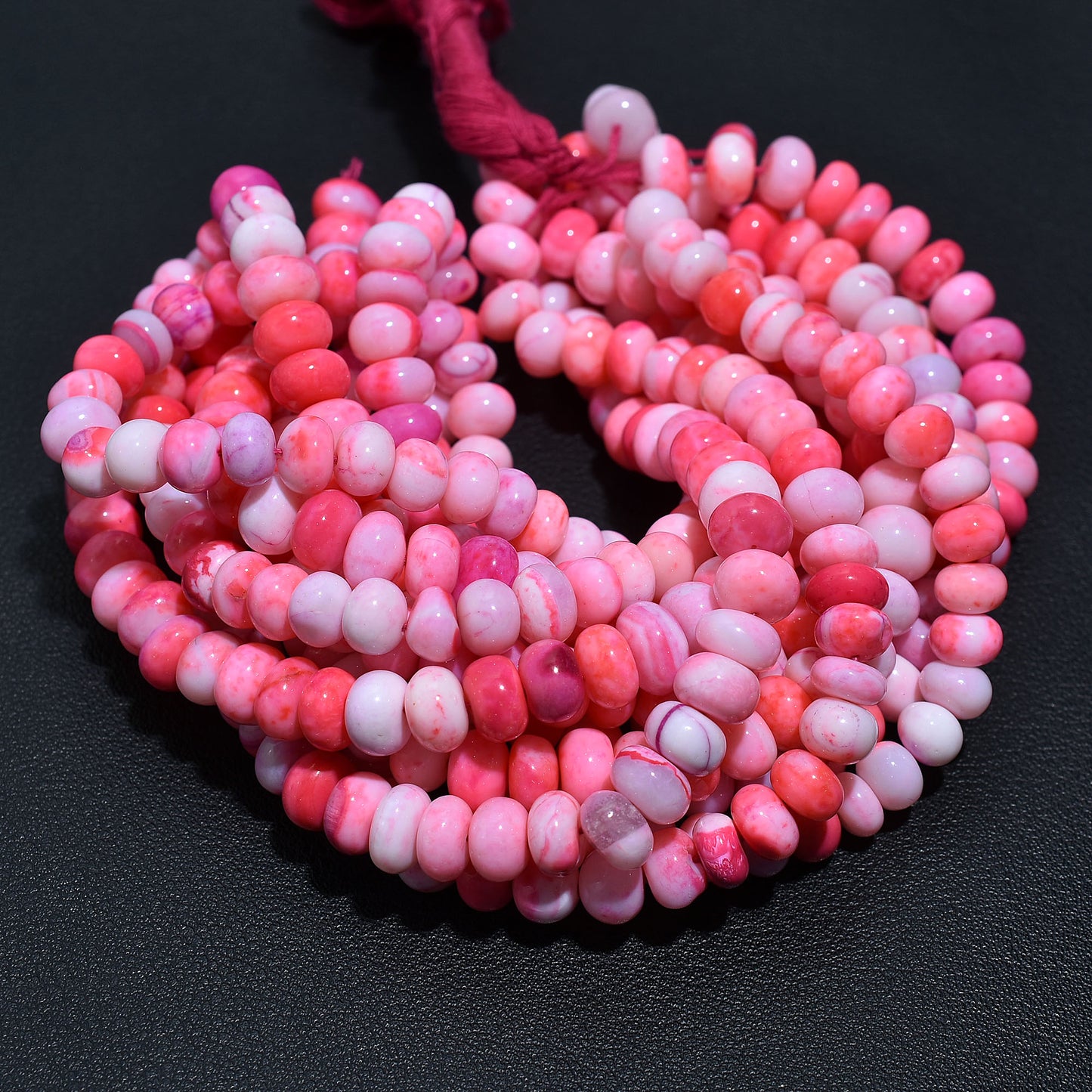 Blush Pink Opal Smooth Rondelle Beads 16 Inch Gemstone Strand, Wholesale String For Jewelry Designers