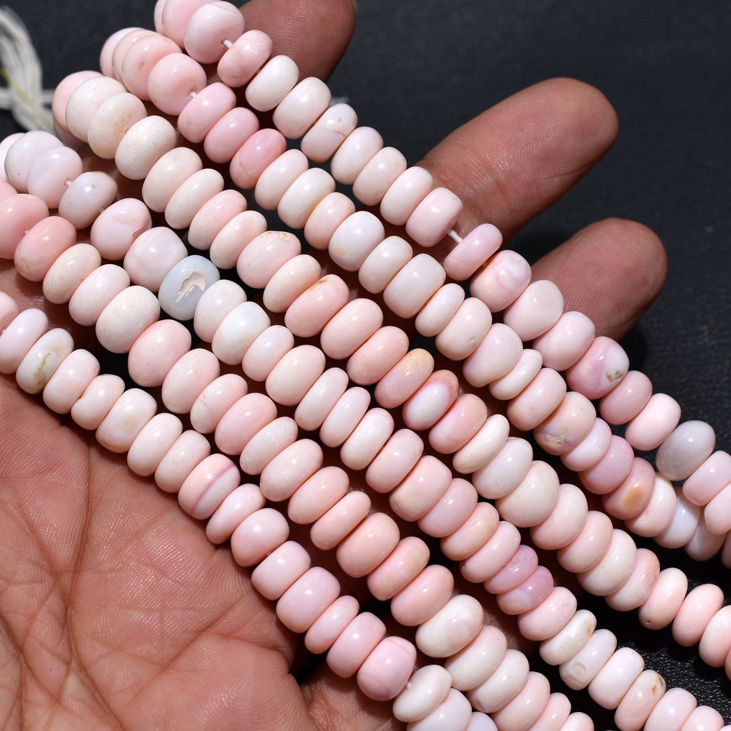 Blush Pink Opal Smooth Rondelle Gemstone Beads – 15 Inch Wholesale Strand For Bracelet & Necklace Making