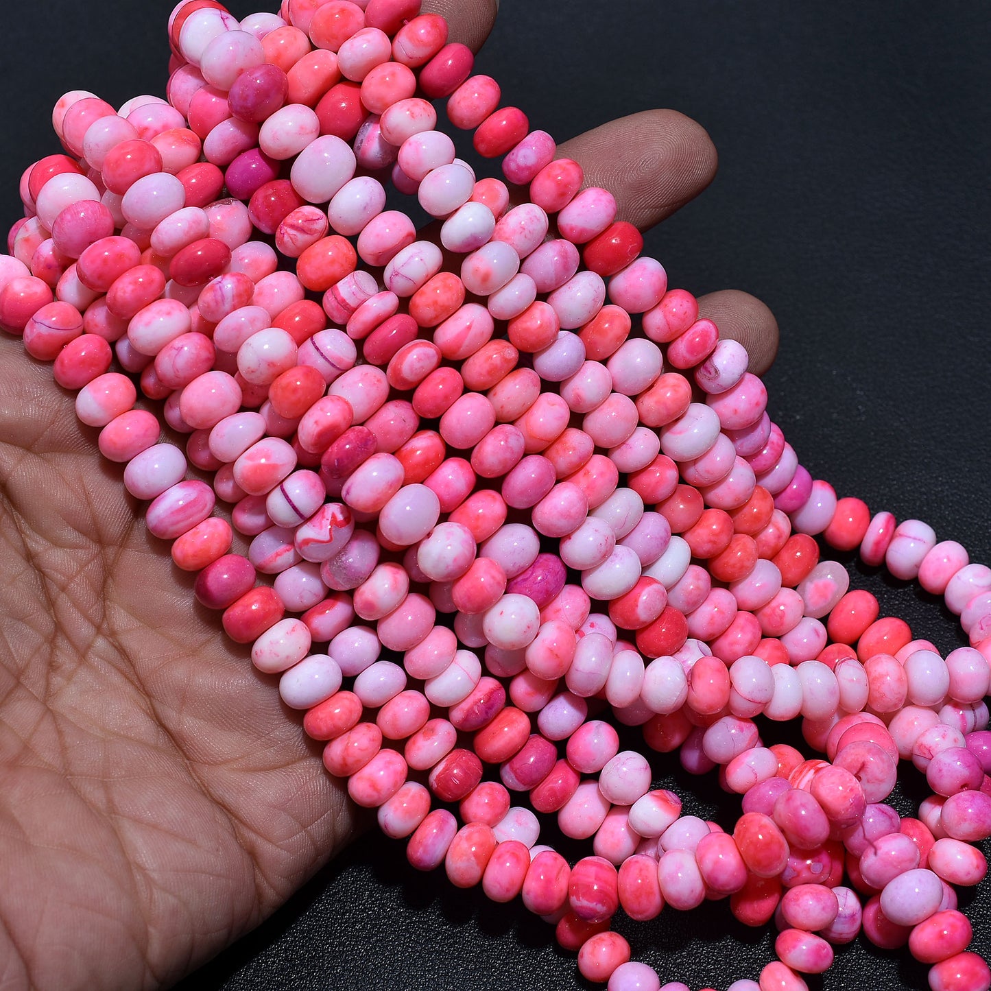 Blush Pink Opal Smooth Rondelle Beads 16 Inch Gemstone Strand, Wholesale String For Jewelry Designers