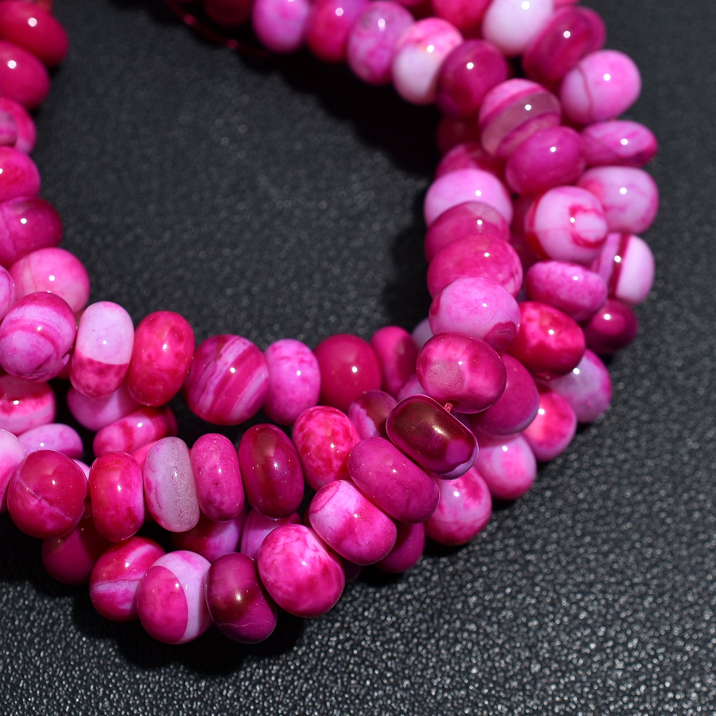 Deep Pink Opal Smooth Rondelle Beads – 7 inch Strand Wholesale Natural Gemstones For Crafting