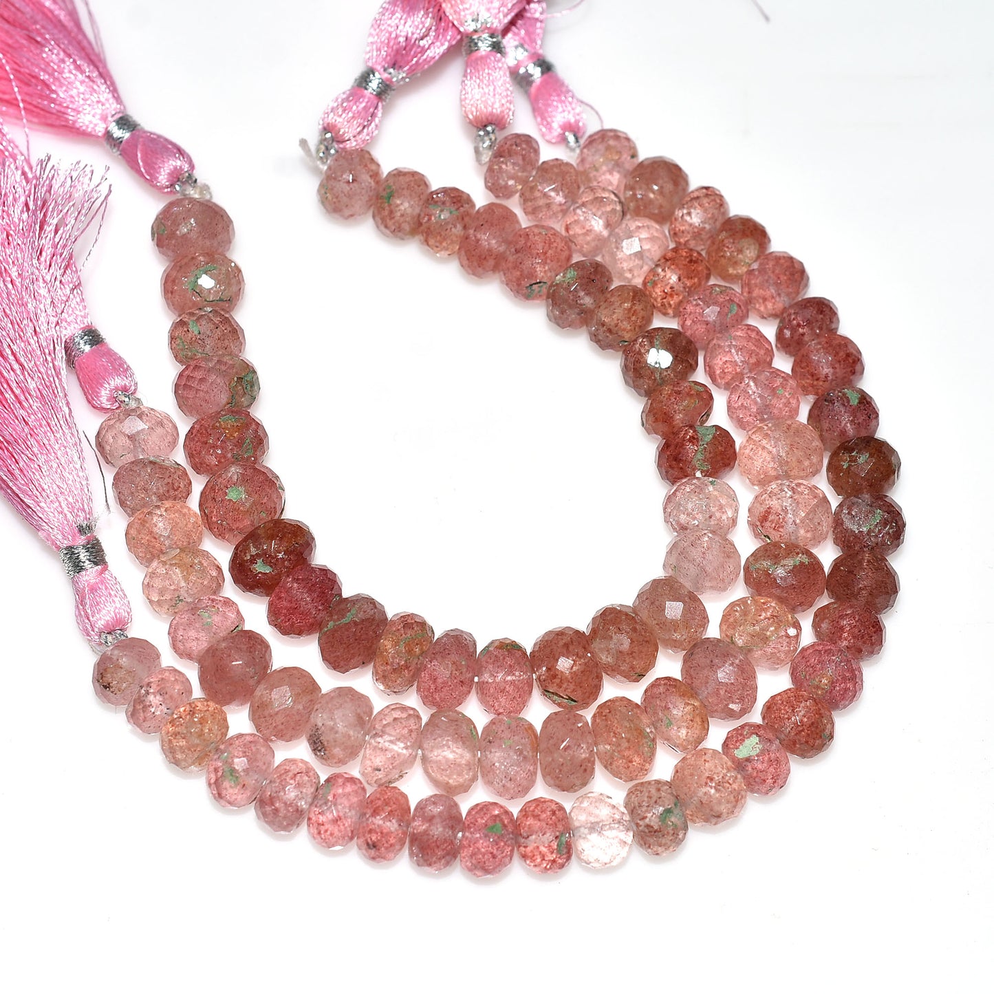 Rosy Glow Strawberry Quartz Stone Beads – Natural Love Crystal for Handmade Creations